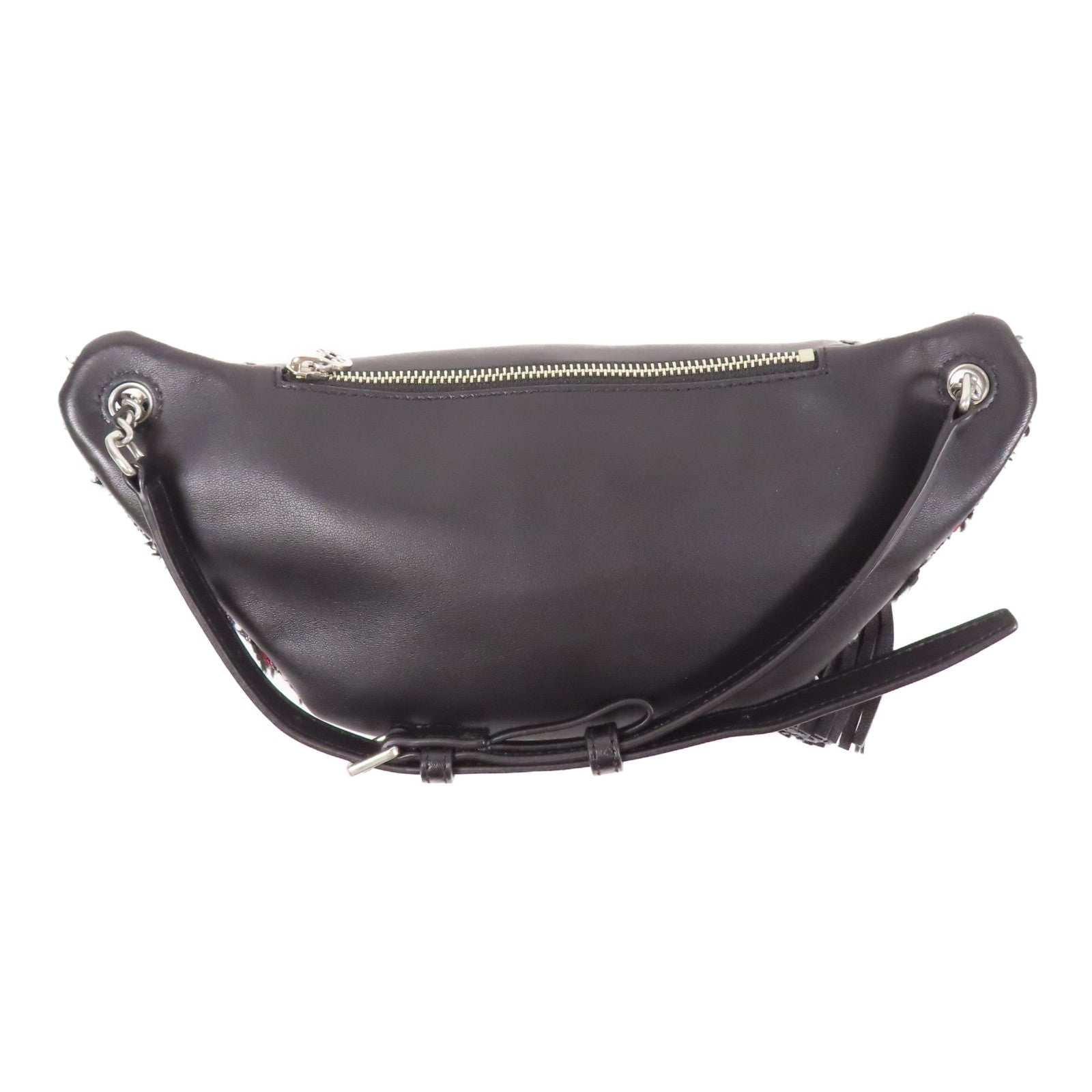 Tweed/皮革Waist Bag銀扣腰包