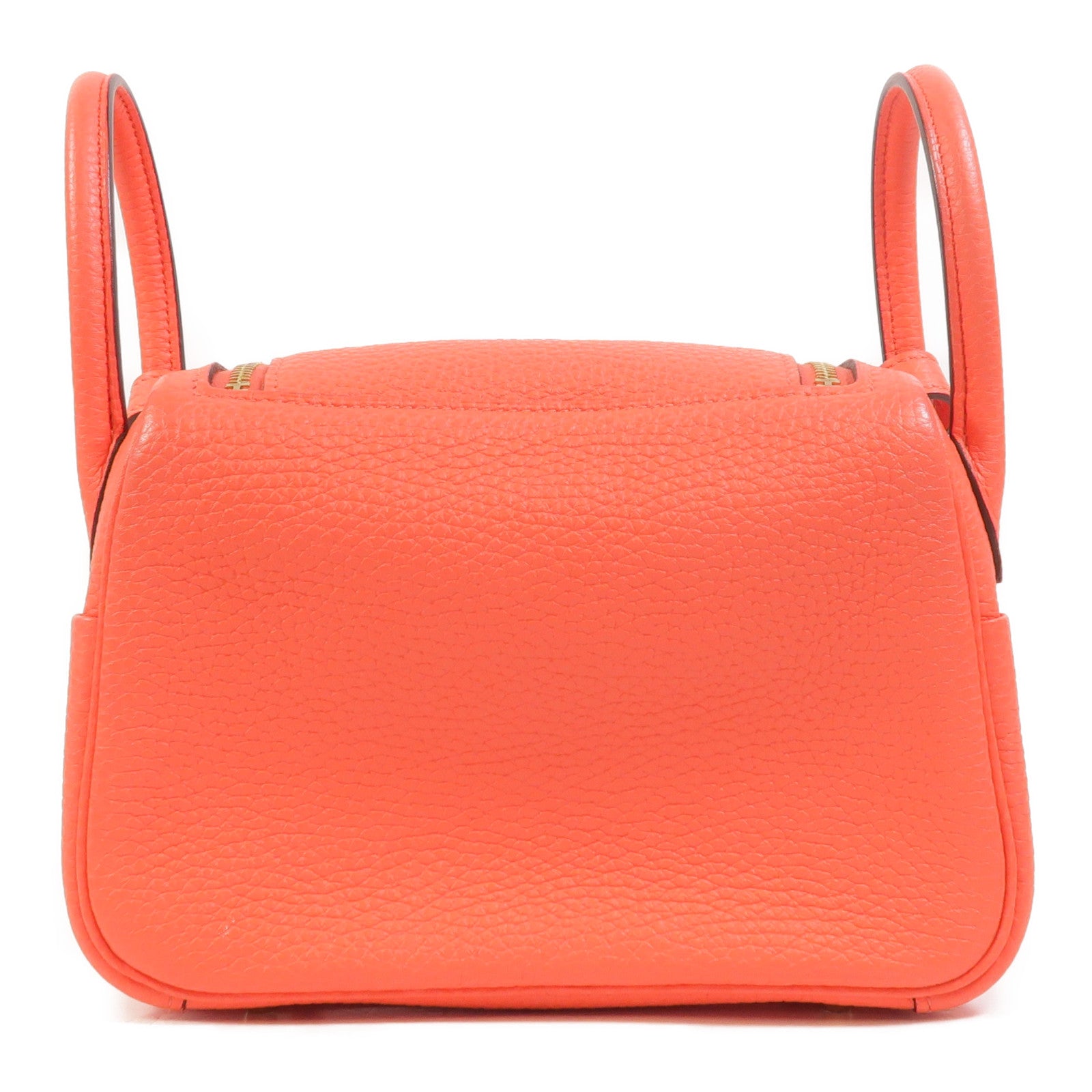 HERMES Clemence皮革Mini Lindy金扣手挽肩背兩用袋Rose Texas