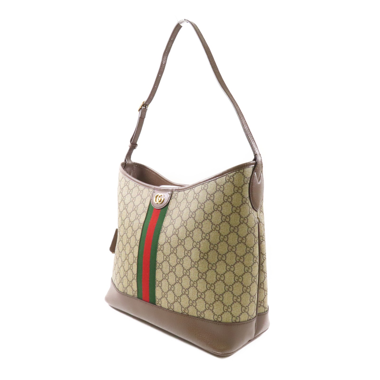 GUCCI GG GHW Supreme Ophidia Shoulder Bag 781392 Coated Canvas Brown