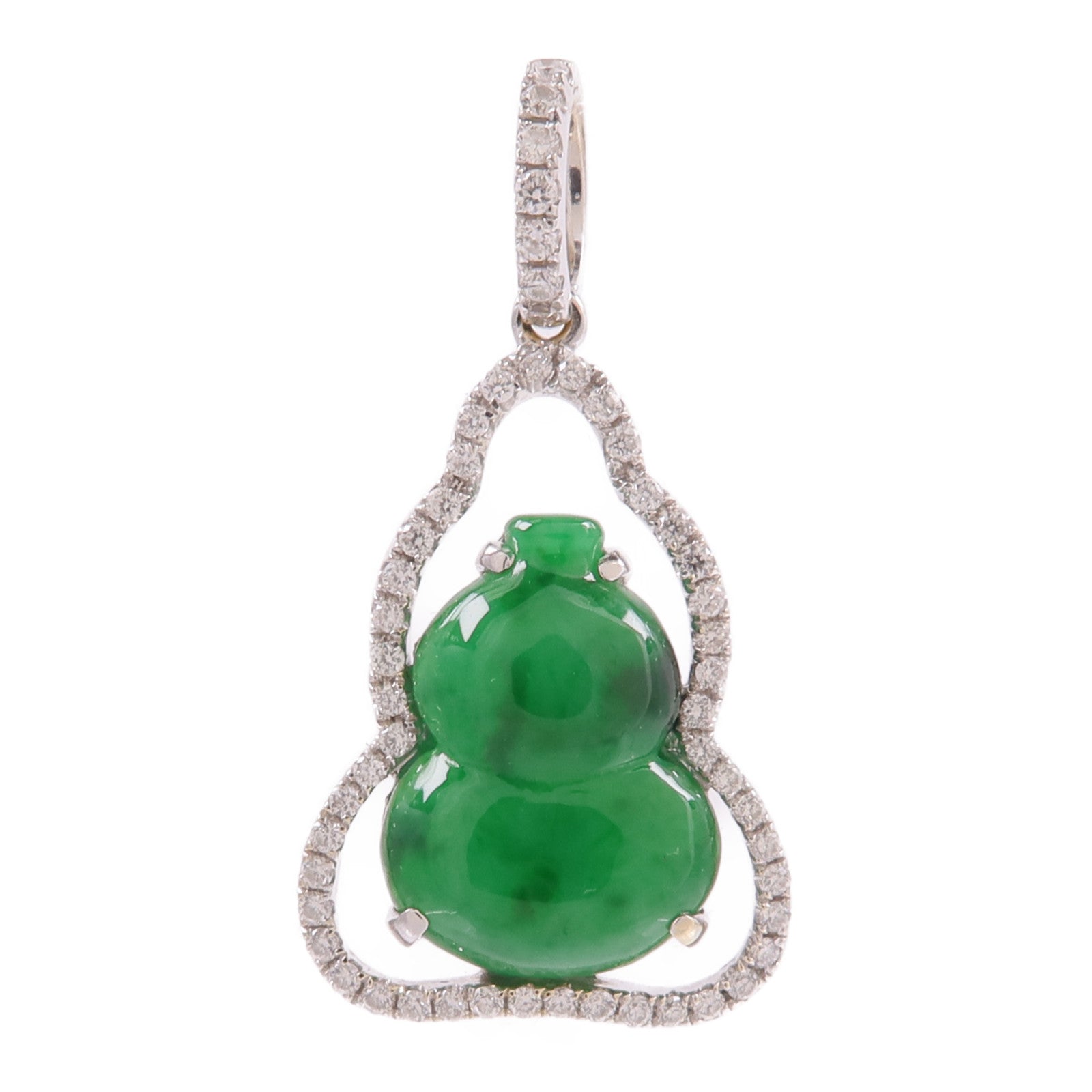 JEWELRY 18K白金Jade Diamond Pendant Top翡翠/鑽石吊墜