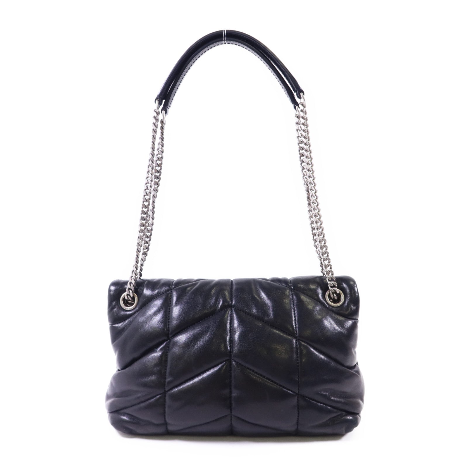 YVES SAINT LAURENT 羊皮皮革Puffer Small銀扣鏈帶肩背袋