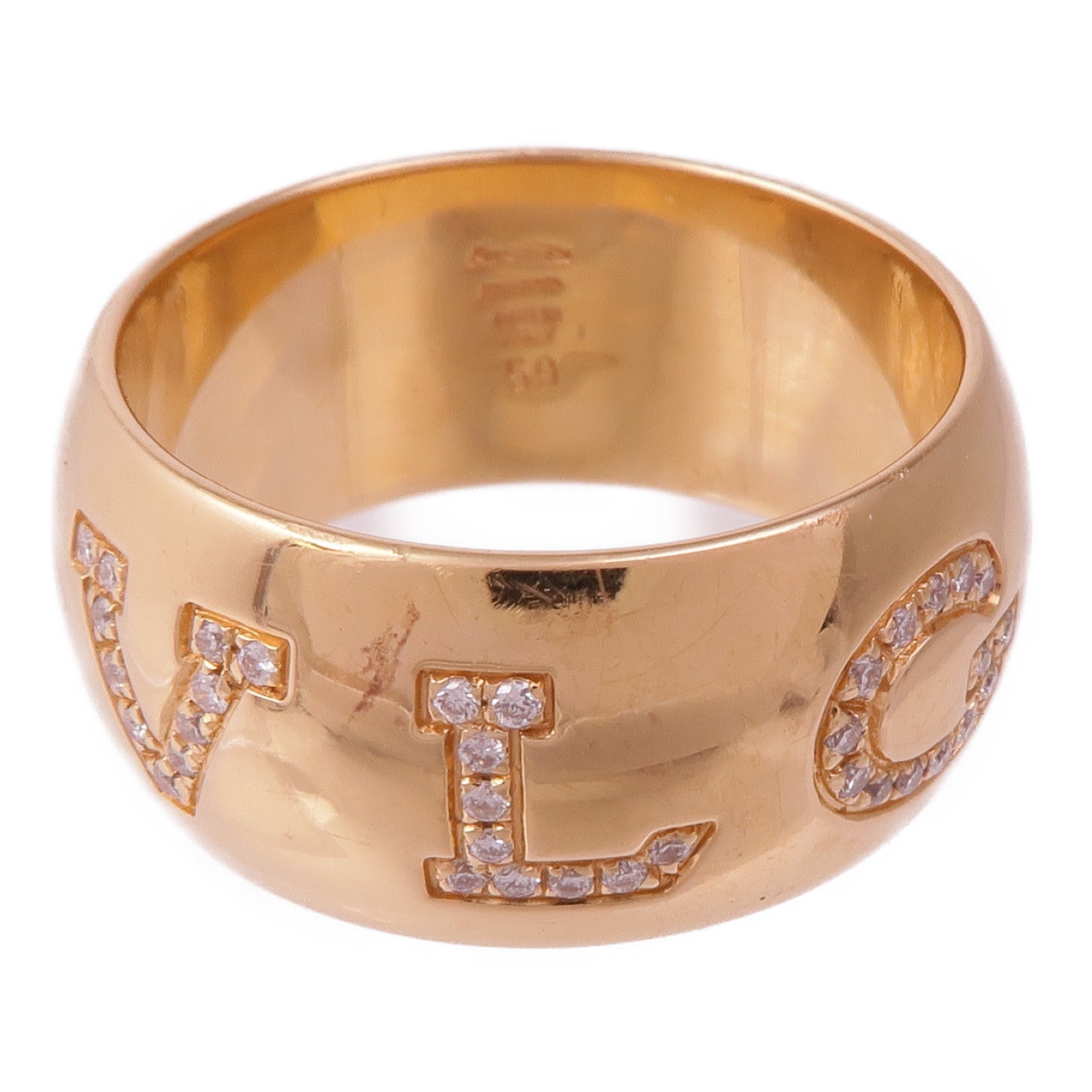 BVLGARI 18K玫瑰金Bvlgari Monologo Diamond鑽石戒指US#8.5/BVLGARI#59