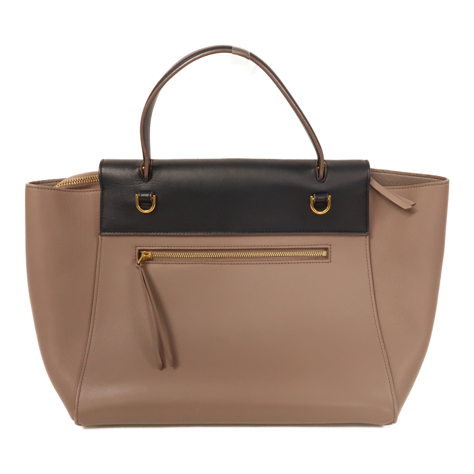 CELINE 牛皮皮革Belt Bag Mini金扣手挽肩背兩用袋黑色/啡色