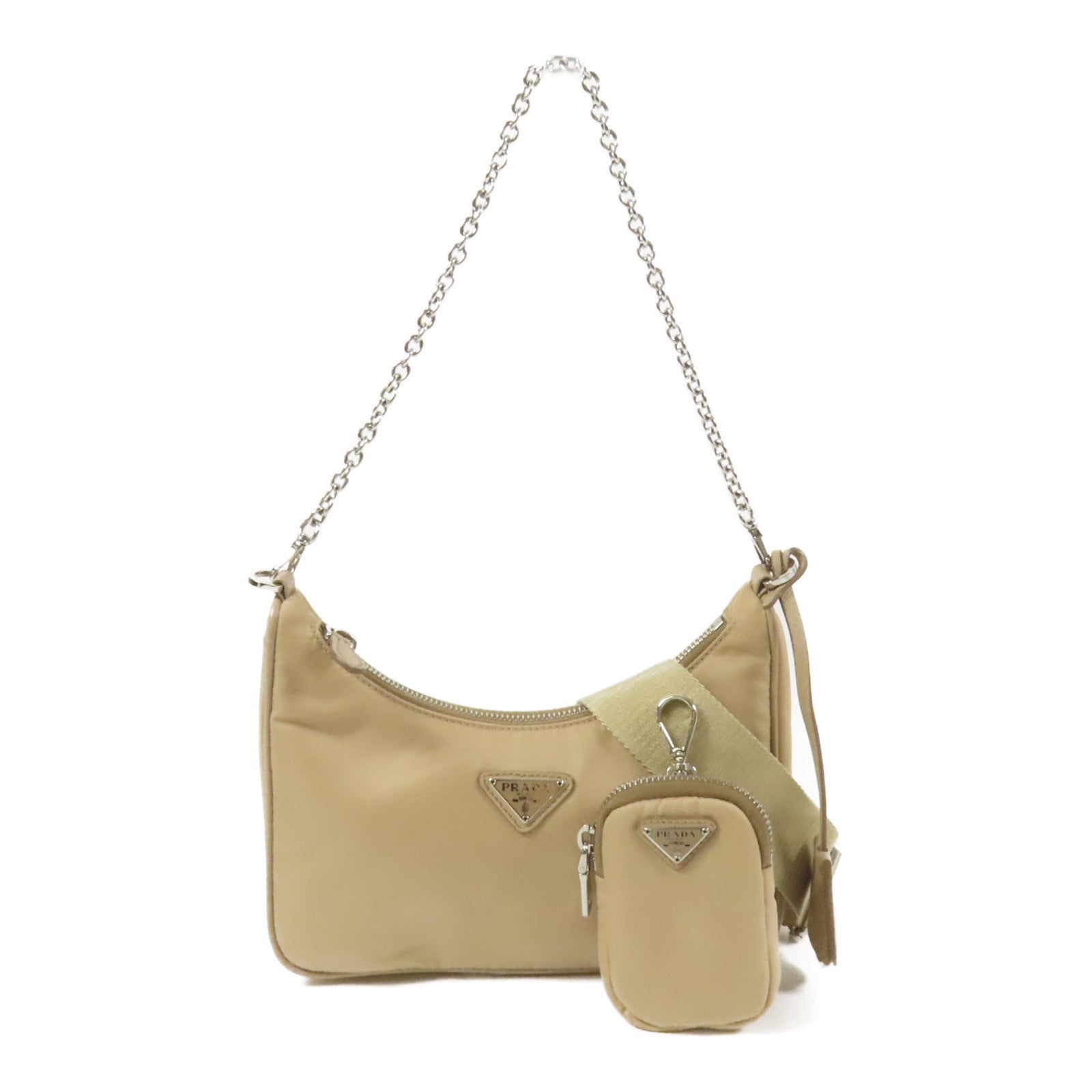 PRADA PRADA 尼龍Re-Edition 2005銀扣手挽肩背兩用袋