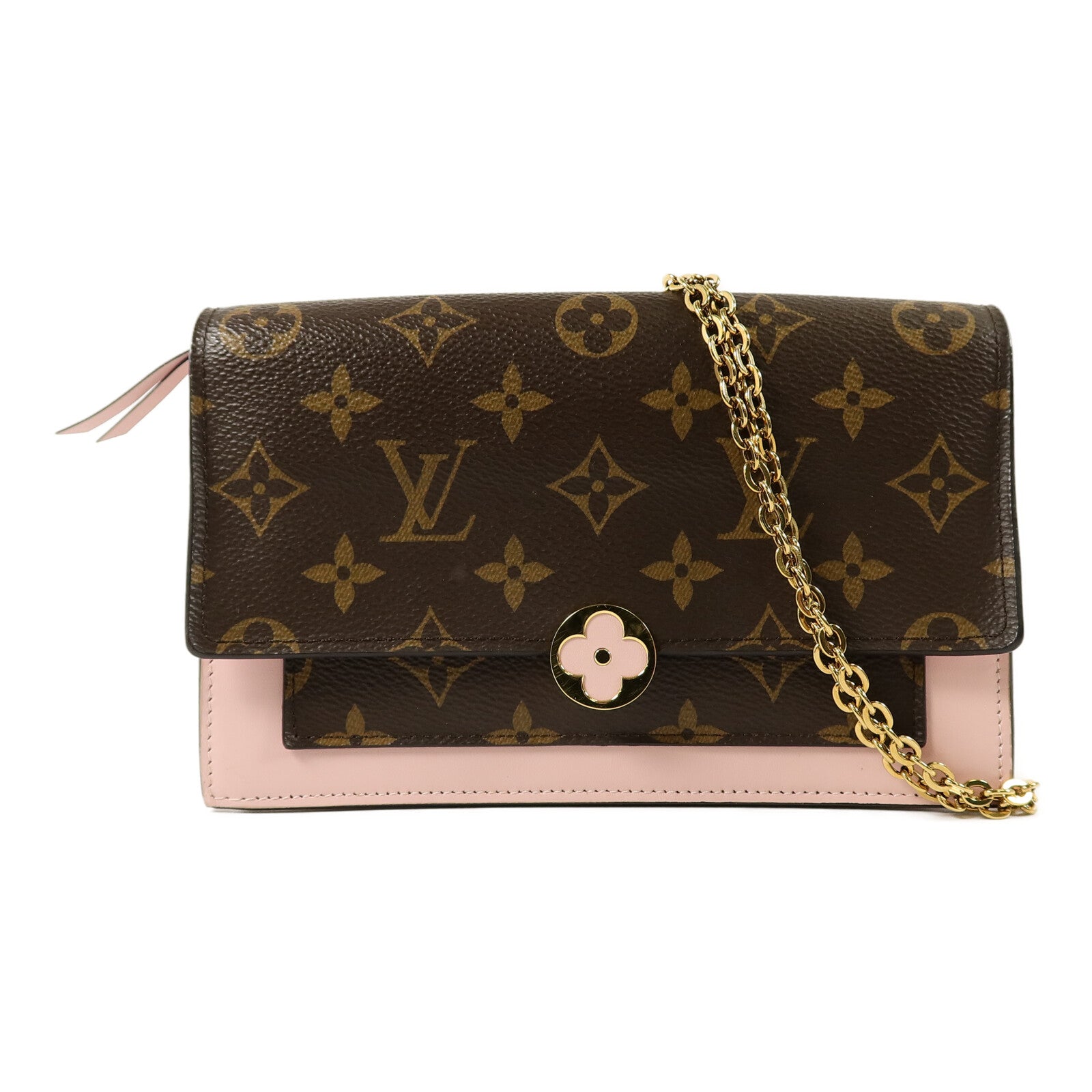 LOUIS VUITTON Monogram Flore Chain Wallet鏈帶肩背袋