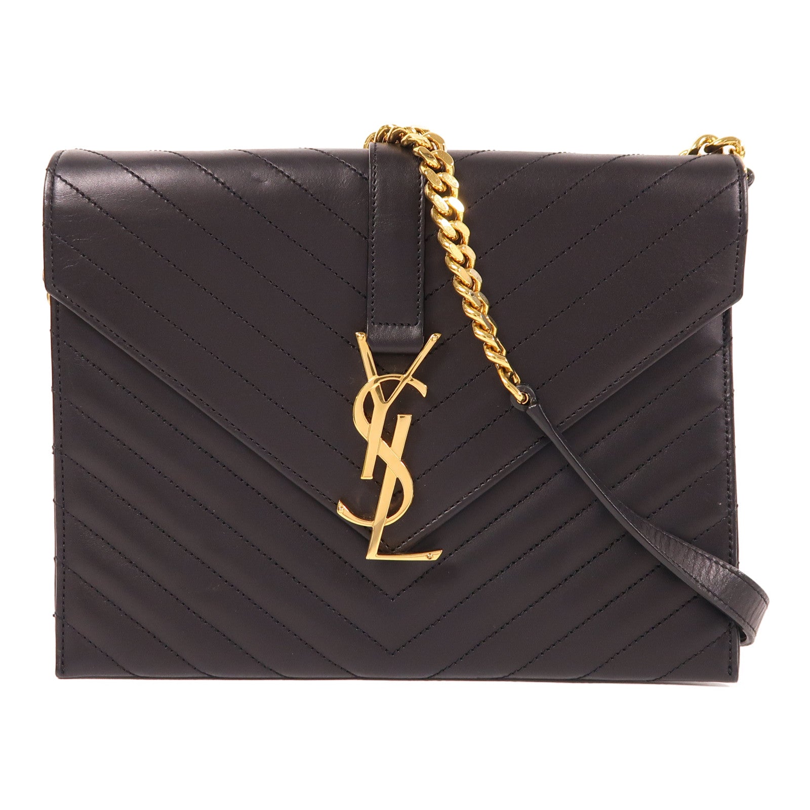 SAINT LAURENT 牛皮皮革Chain Shoulder金扣鏈帶肩背袋