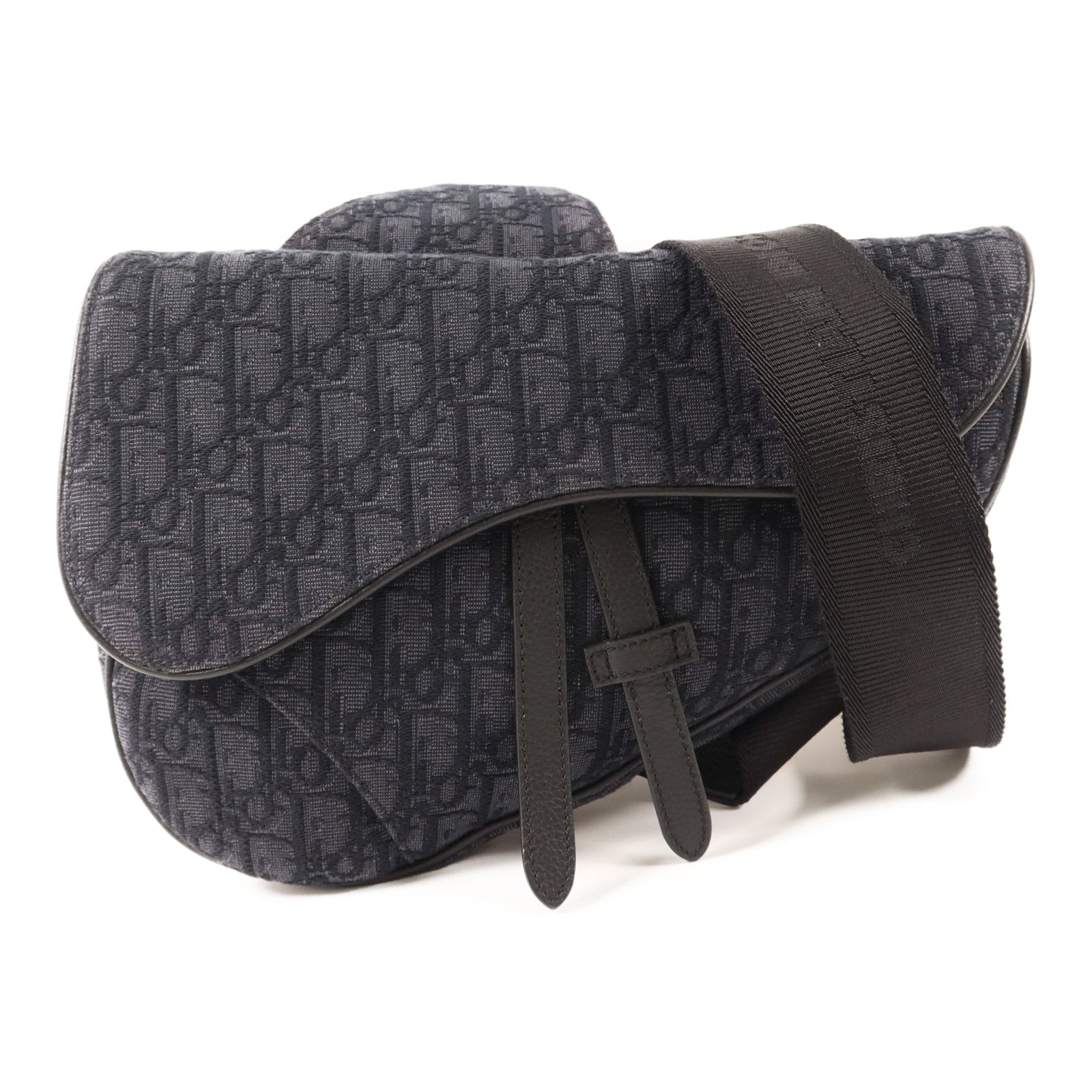 Dior 帆布Saddle Bag銀扣肩背袋