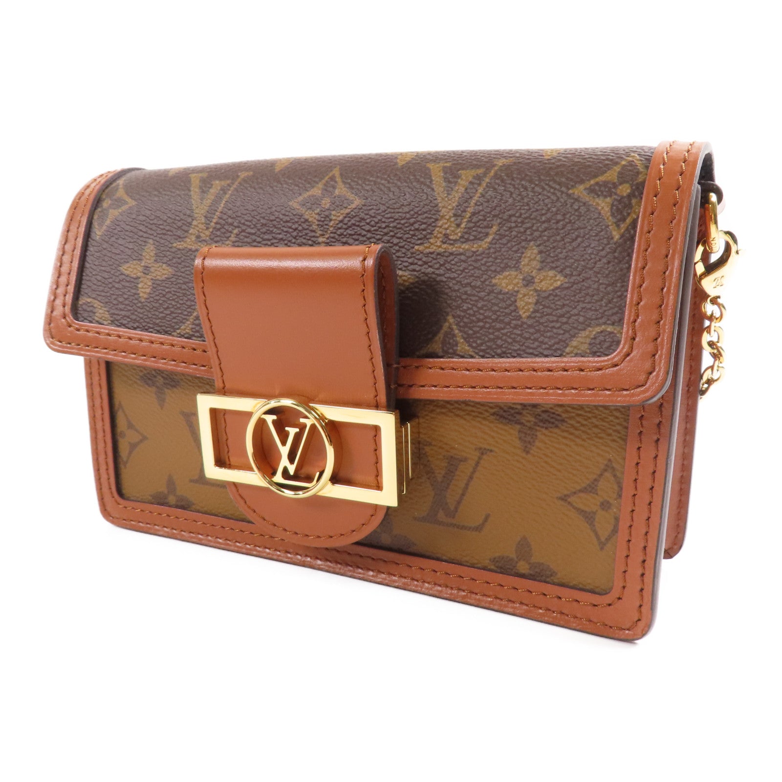 LOUIS VUITTON LV GHW Dauphine Chain Shoulder Bag M68746 Monogram Reverse Brown