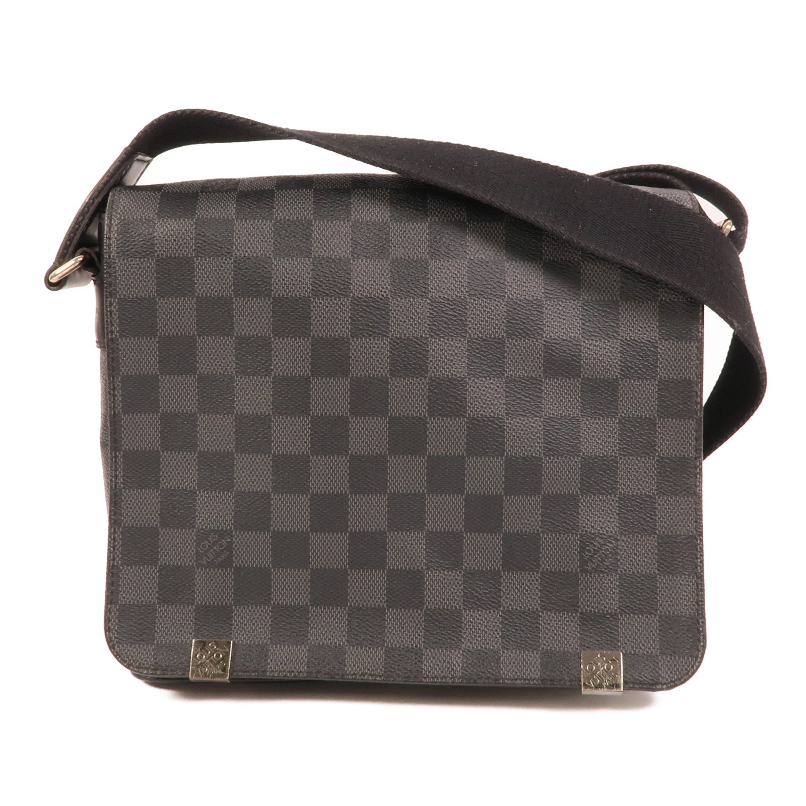 LOUIS VUITTON Damier Graphite Distrist PM銀扣肩背袋