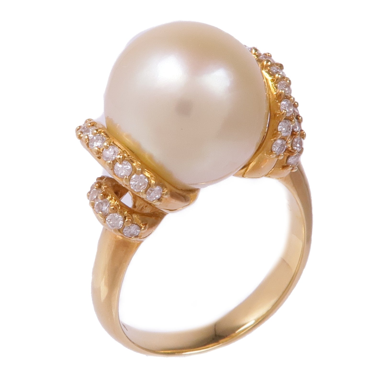 JEWELRY 18K黃金Pearl Diamond Ring珍珠/鑽石戒指US#6.5