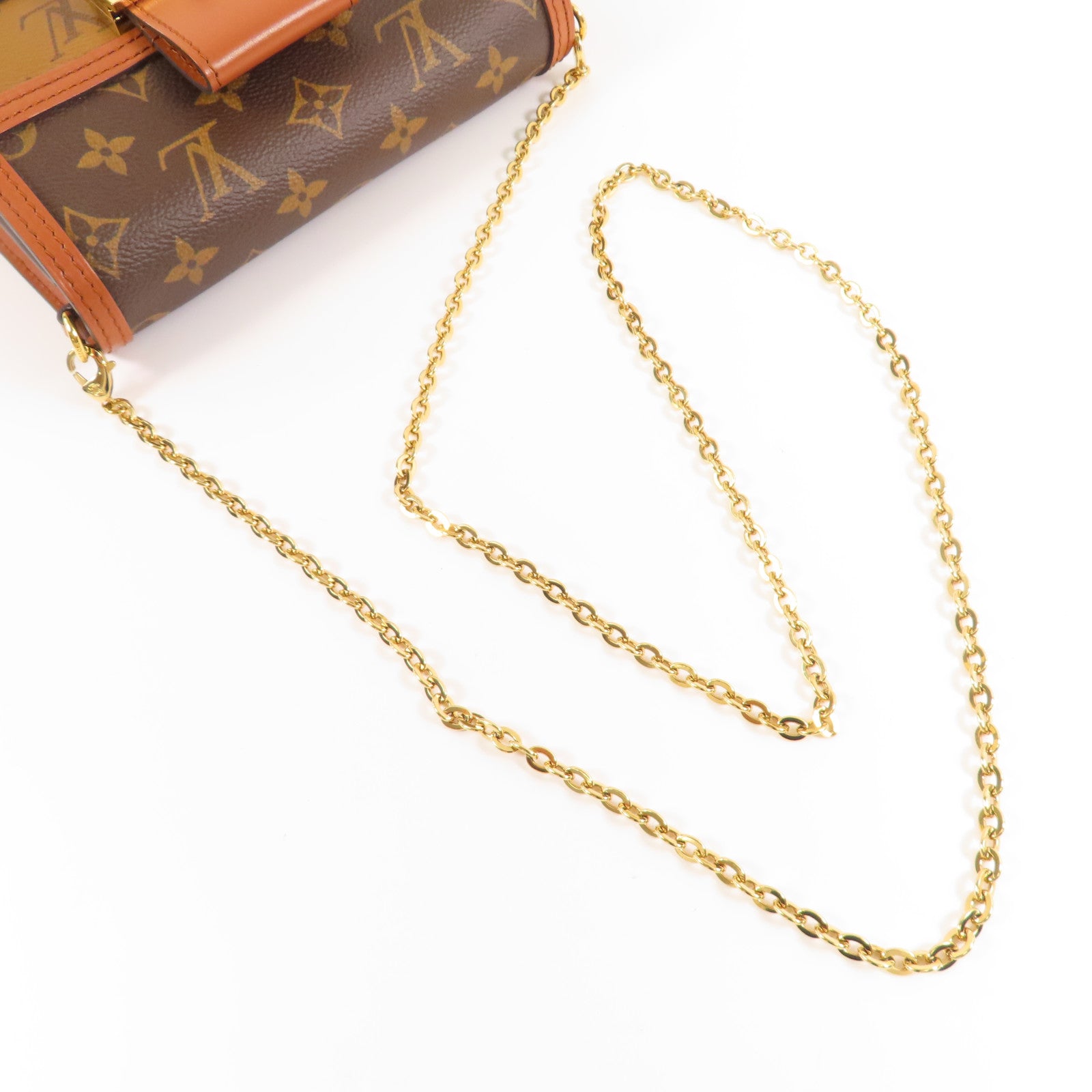 LOUIS VUITTON LV GHW Dauphine Chain Shoulder Bag M68746 Monogram Reverse Brown