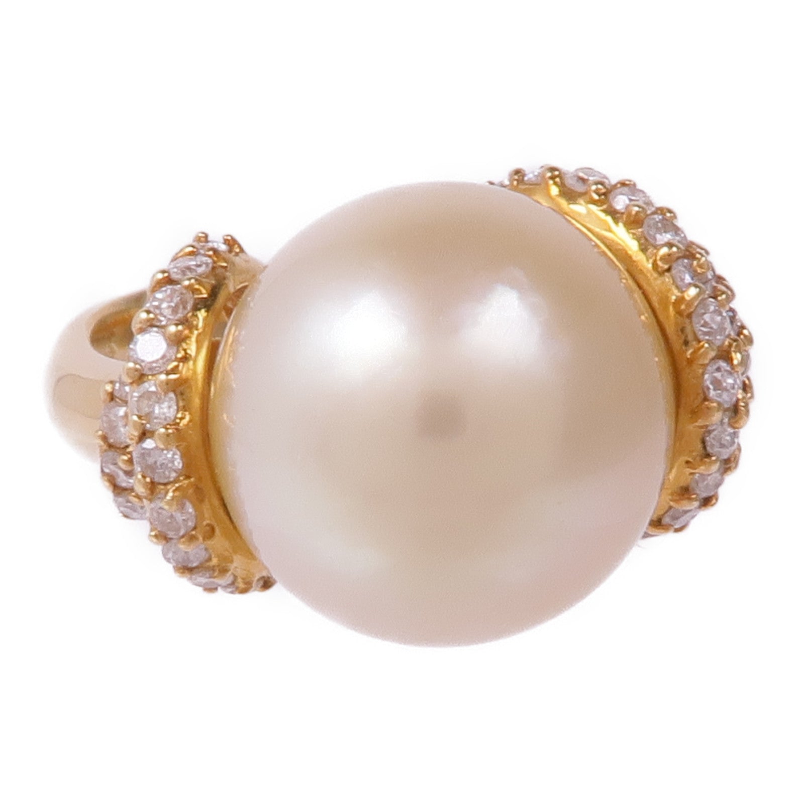 JEWELRY 18K黃金Pearl Diamond Ring珍珠/鑽石戒指US#6.5