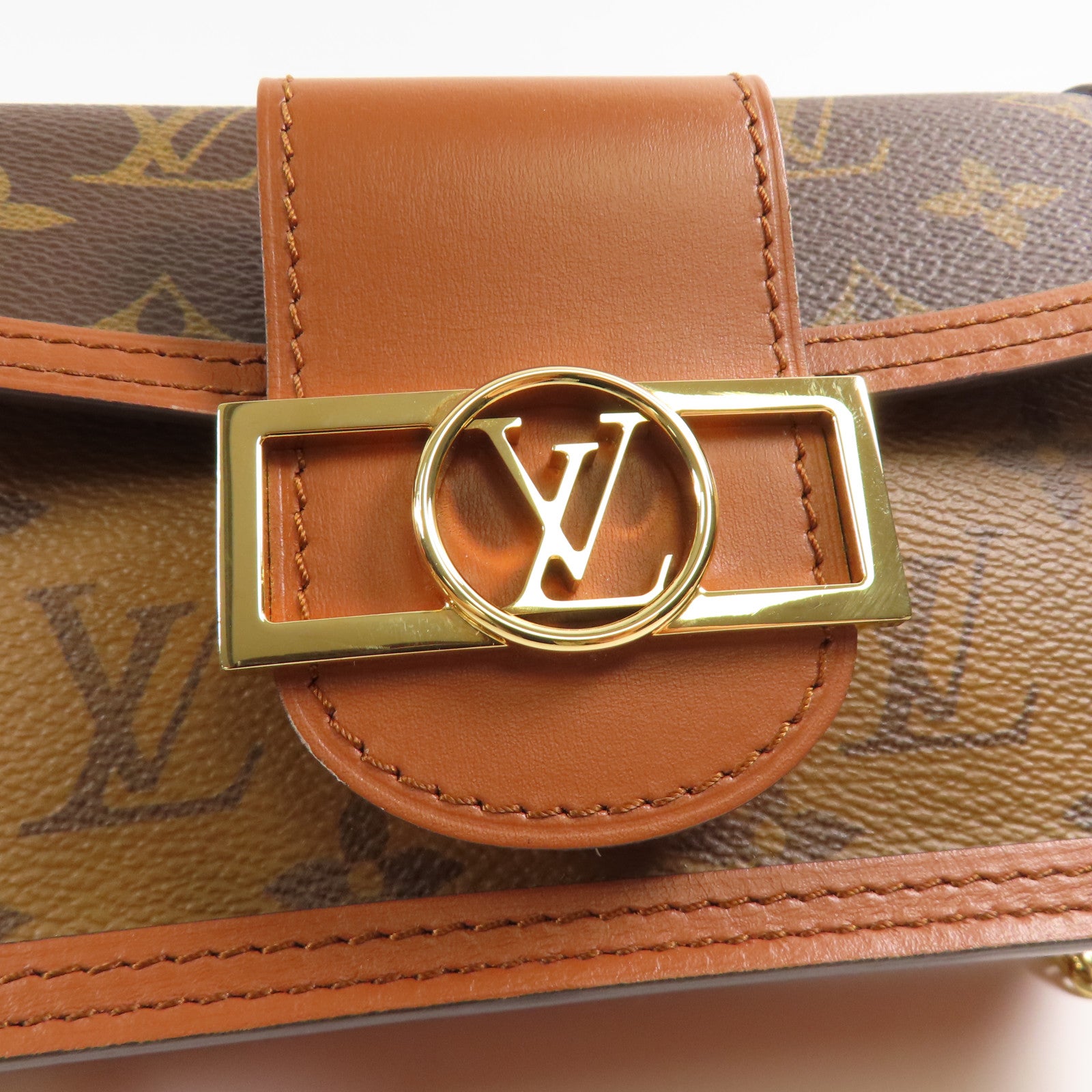 LOUIS VUITTON LV GHW Dauphine Chain Shoulder Bag M68746 Monogram Reverse Brown