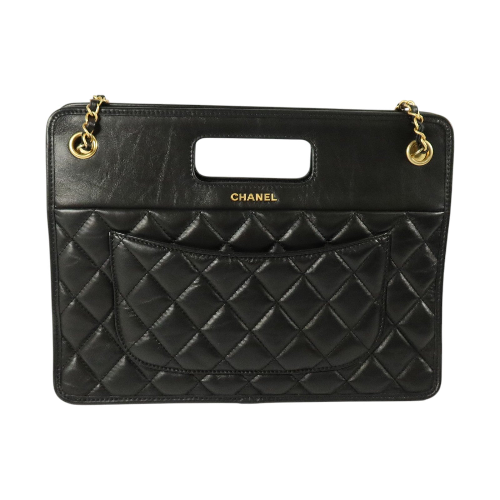 CHANEL 羊皮皮革Graphic Catch金扣鏈帶肩背袋