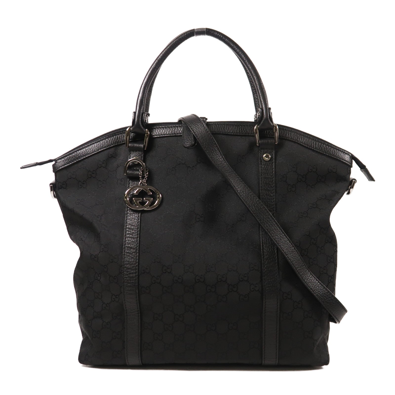 GUCCI 帆布2 Way Shoulder銀扣手挽肩背兩用袋