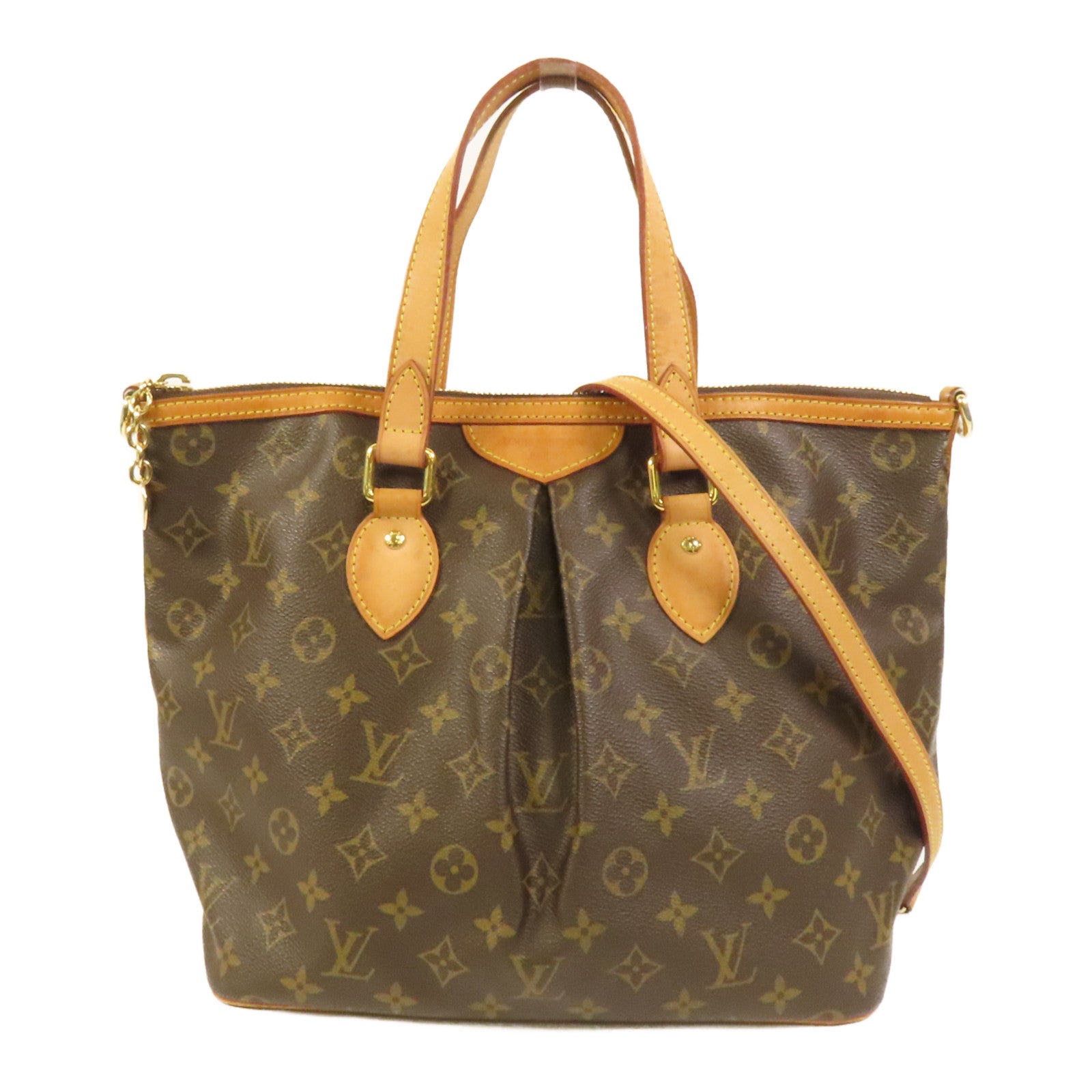 LOUIS VUITTON Monogram Palermo PM金扣手挽肩背兩用袋棕色
