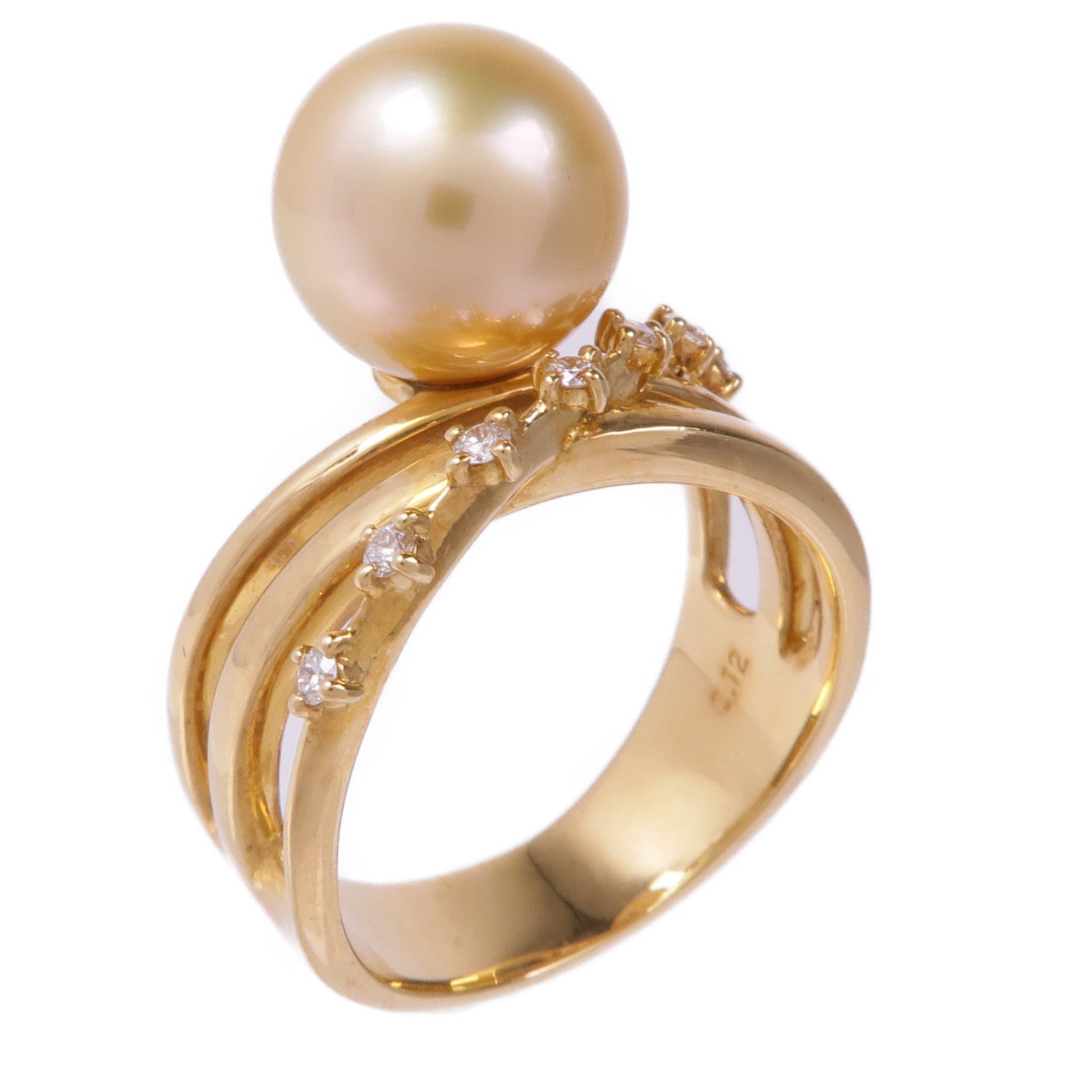 JEWELRY 18K黃金Pearl Diamond Ring珍珠/鑽石戒指US#8.25