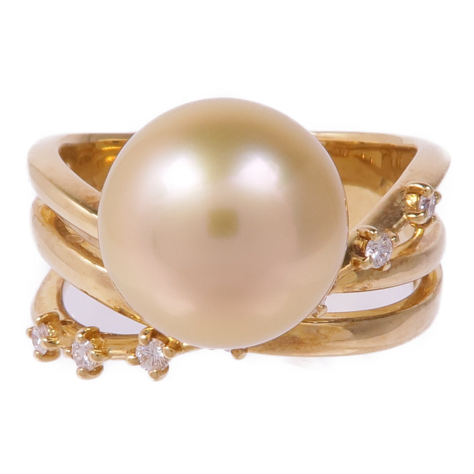 JEWELRY 18K黃金Pearl Diamond Ring珍珠/鑽石戒指US#8.25