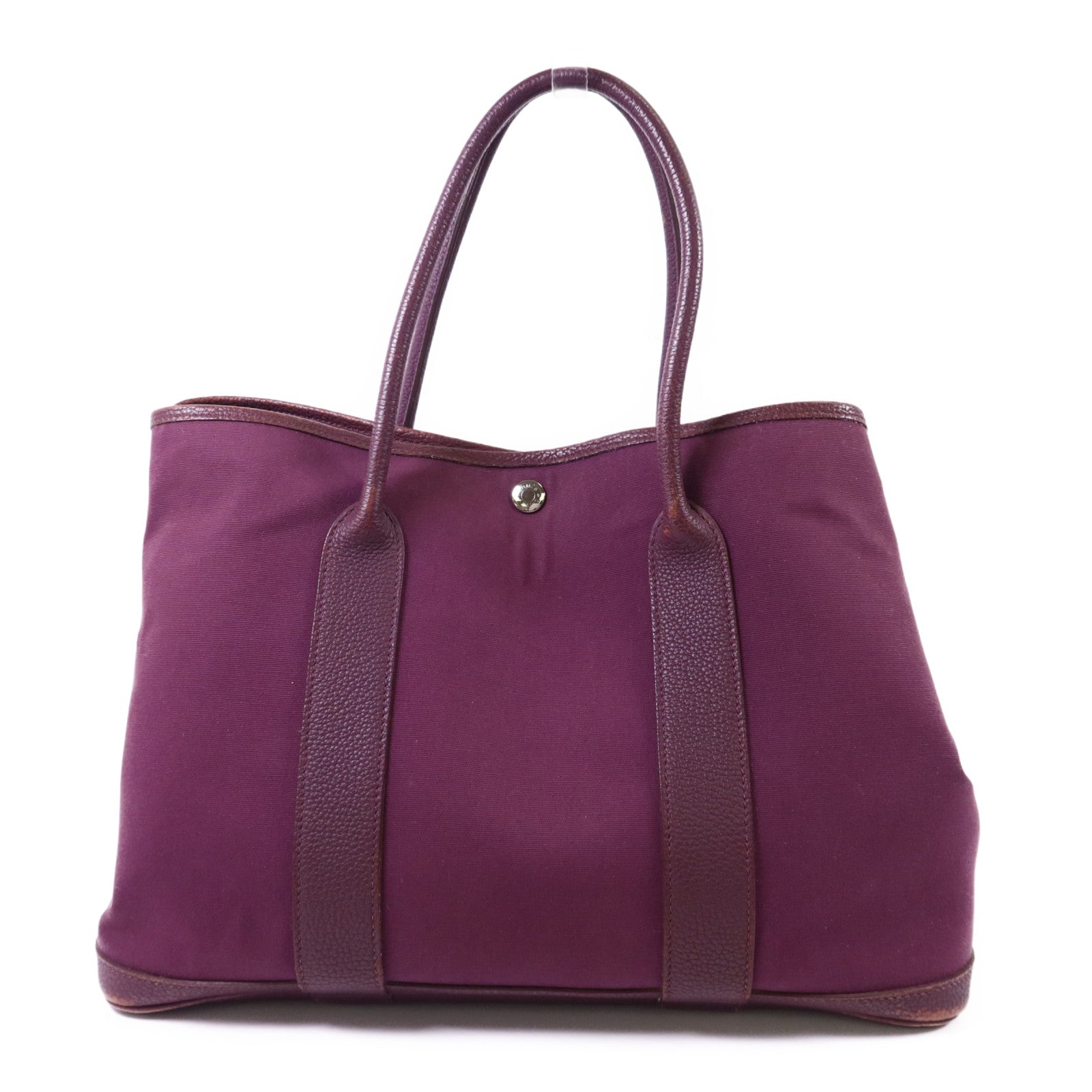 HERMES 帆布Garden Party PM銀扣手挽袋