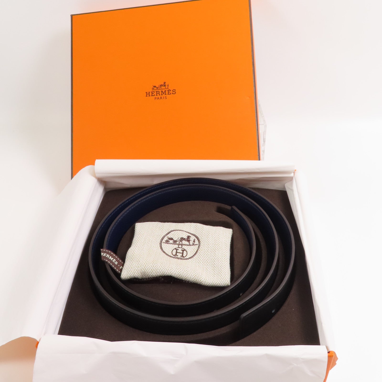 HERMES Epsom/Swift皮革H Belt 90cm金扣皮帶89 Noir