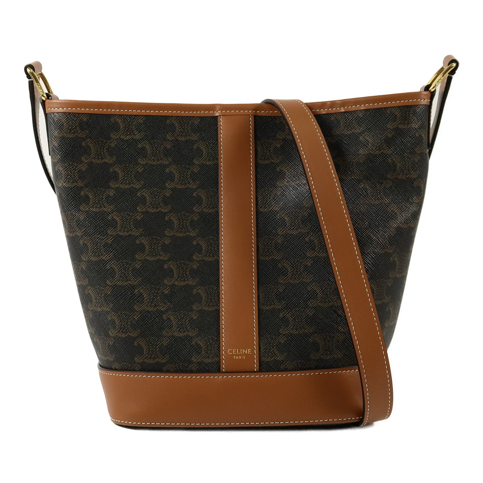 CELINE 塗層帆布Triomphe Small Bucket肩背袋
