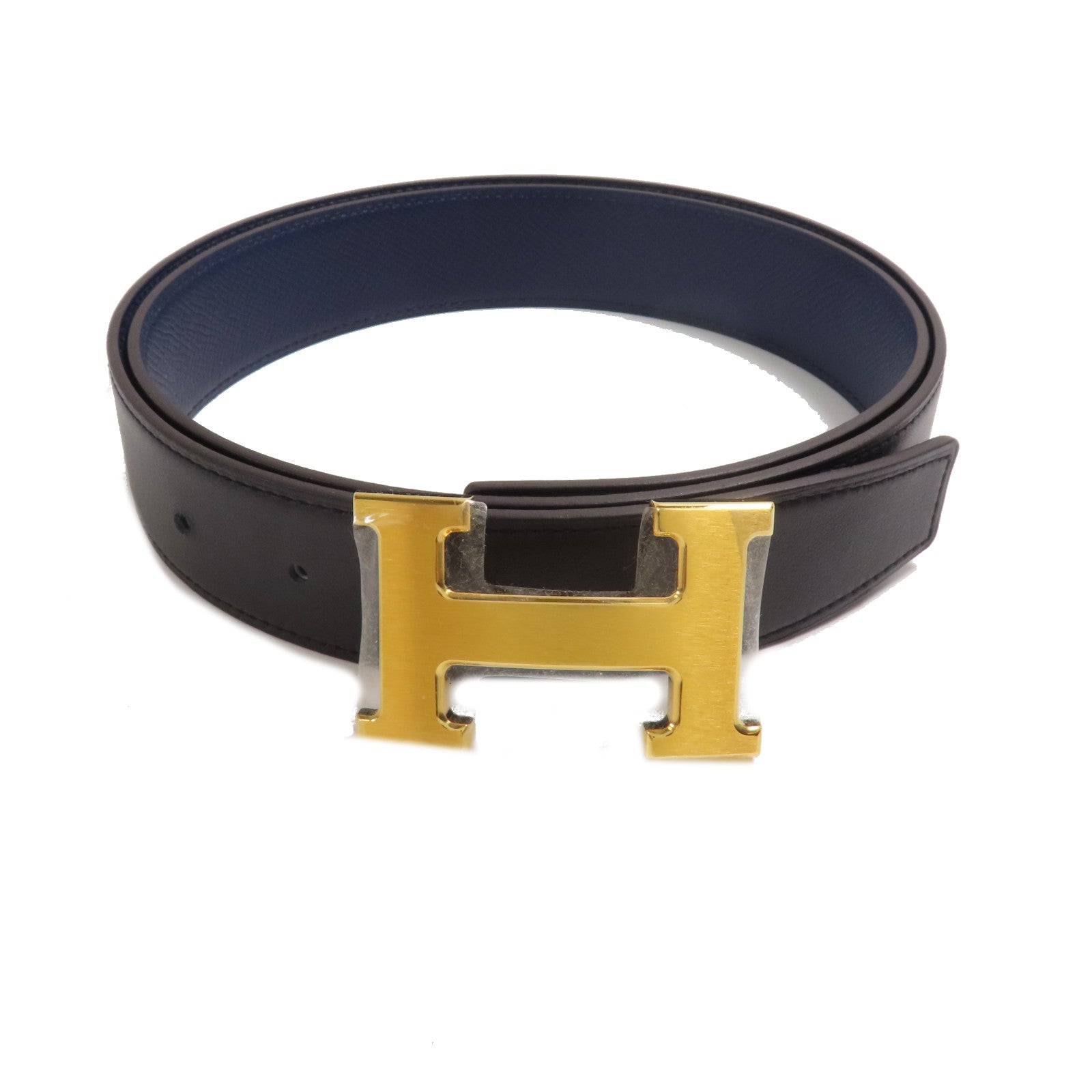 HERMES 【Hermes Fair】Epsom/Swift皮革H Belt 90cm金扣皮帶89 Noir