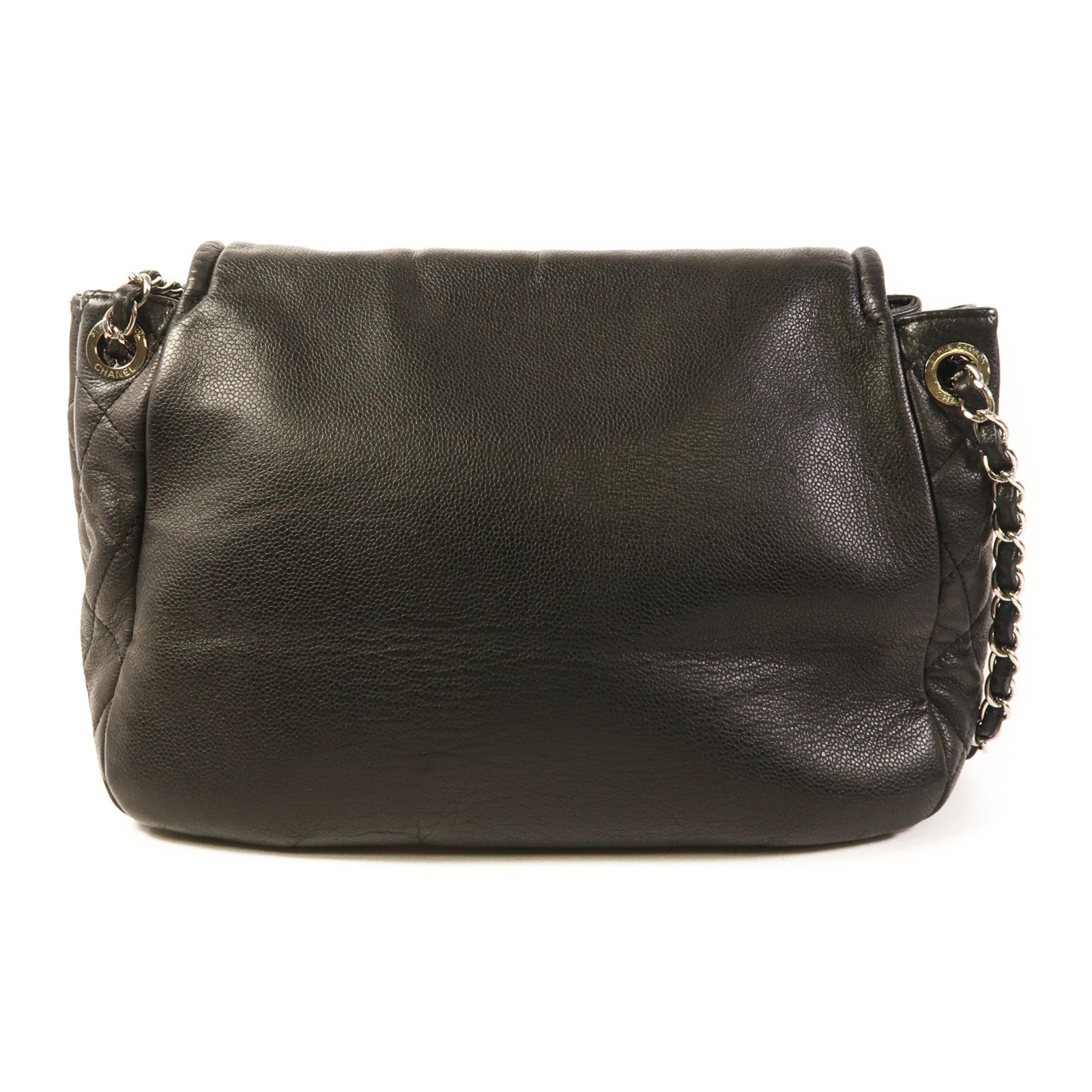 CHANEL 牛皮皮革Chain Shoulder銀扣鏈帶肩背袋