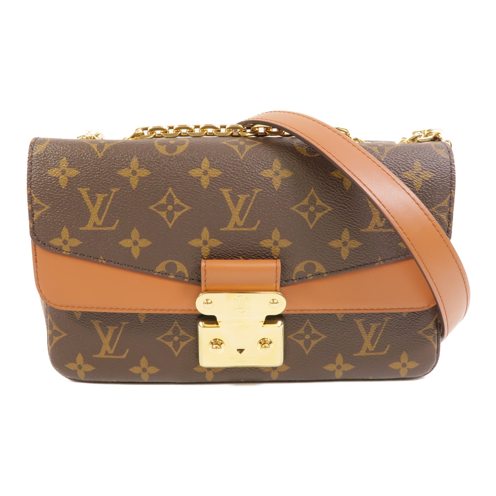 LOUIS VUITTON Monogram Marceau金扣鏈帶肩背袋棕色