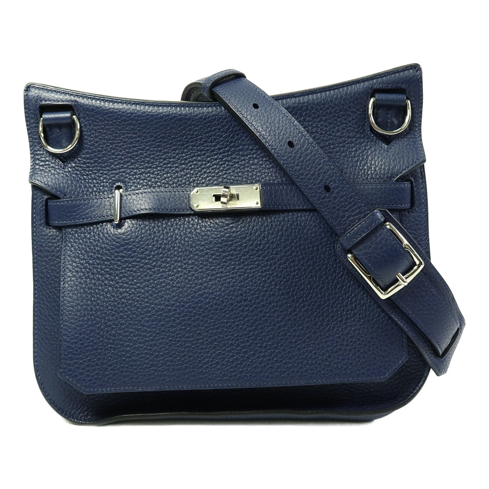 HERMES Clemence皮革Jypsiere 28肩背袋Bleu Saphir