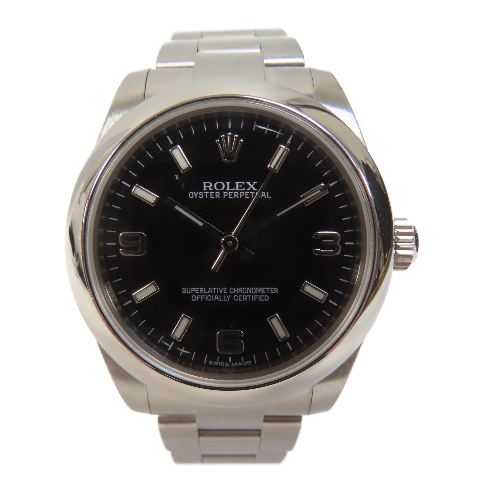 ROLEX Oyster Perpetual不鏽鋼手錶自動機芯黑色– Brand Off Hong