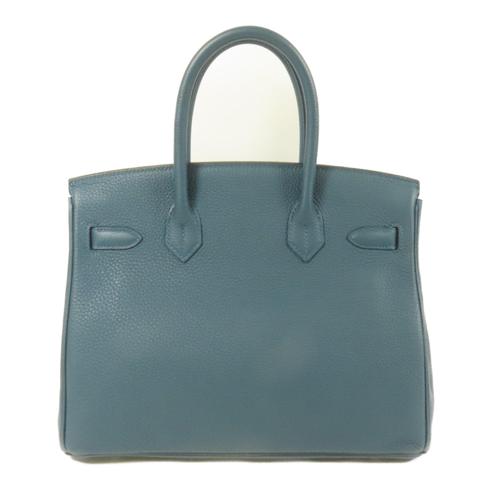 HERMES Clemence皮革Birkin 30銀扣手挽袋Vert Bosphore