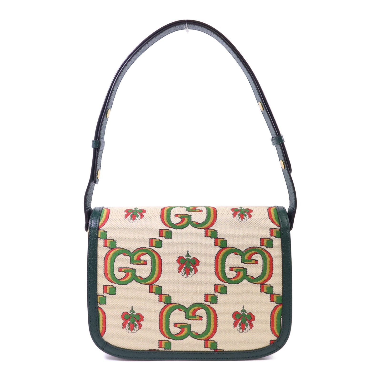 GUCCI 帆布Horsebit 1955 Medium金扣肩背袋