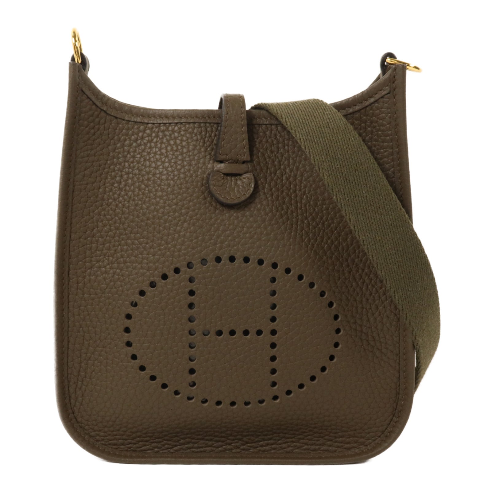 HERMES Clemence皮革Evelyne TPM肩背袋Vert Loden