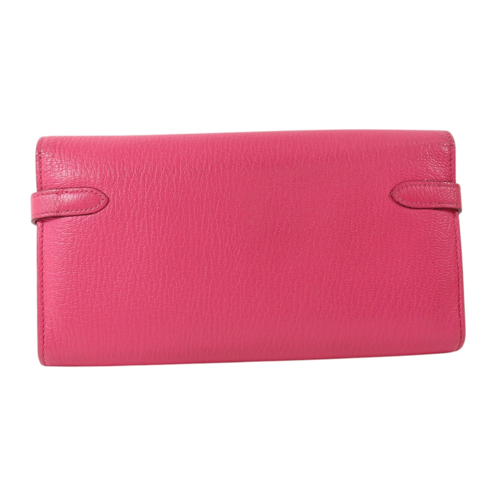 HERMES Chevre皮革Kelly Long Wallet銀扣長錢包Rose Mexico