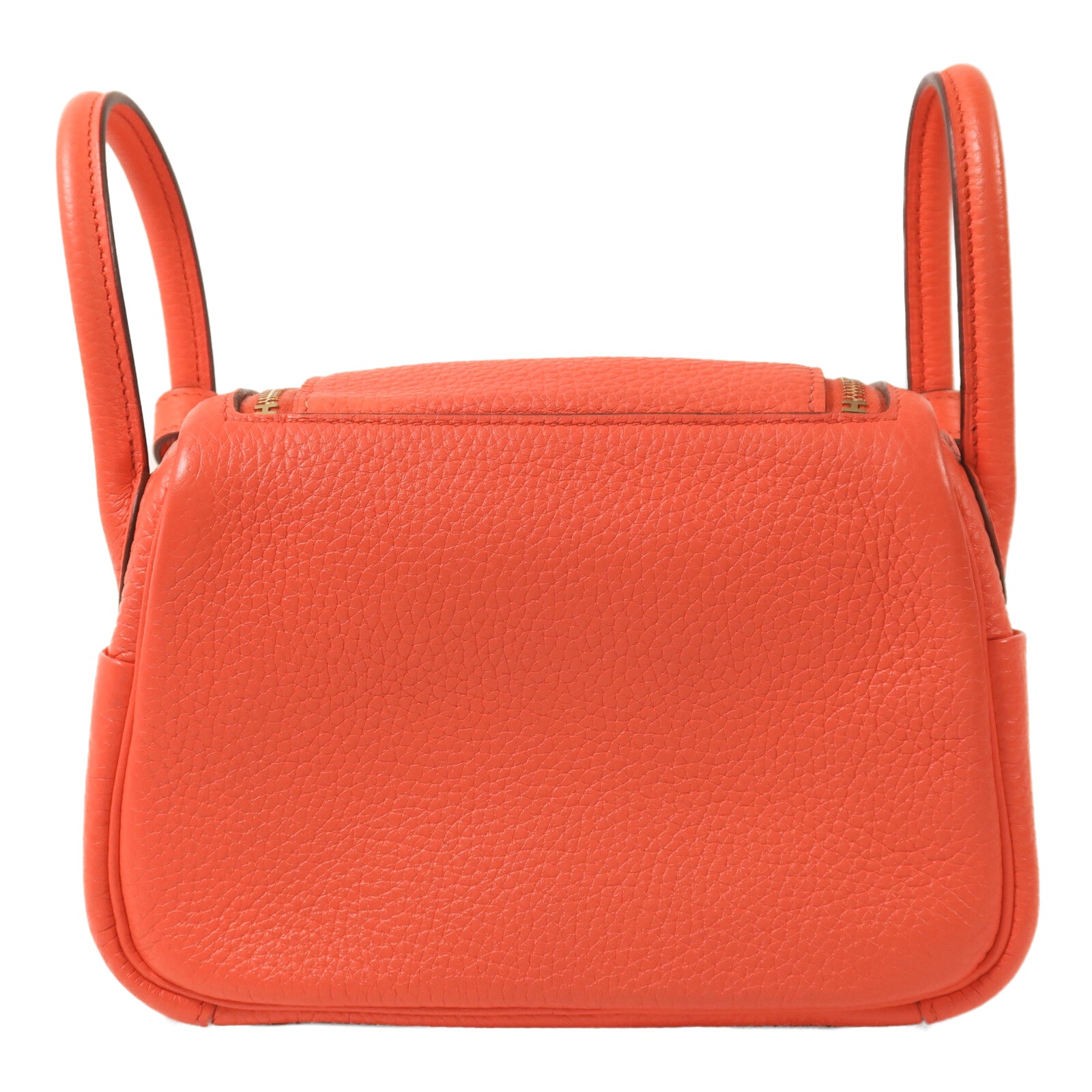 HERMES Clemence皮革Mini Lindy金扣肩背袋Rose Texas