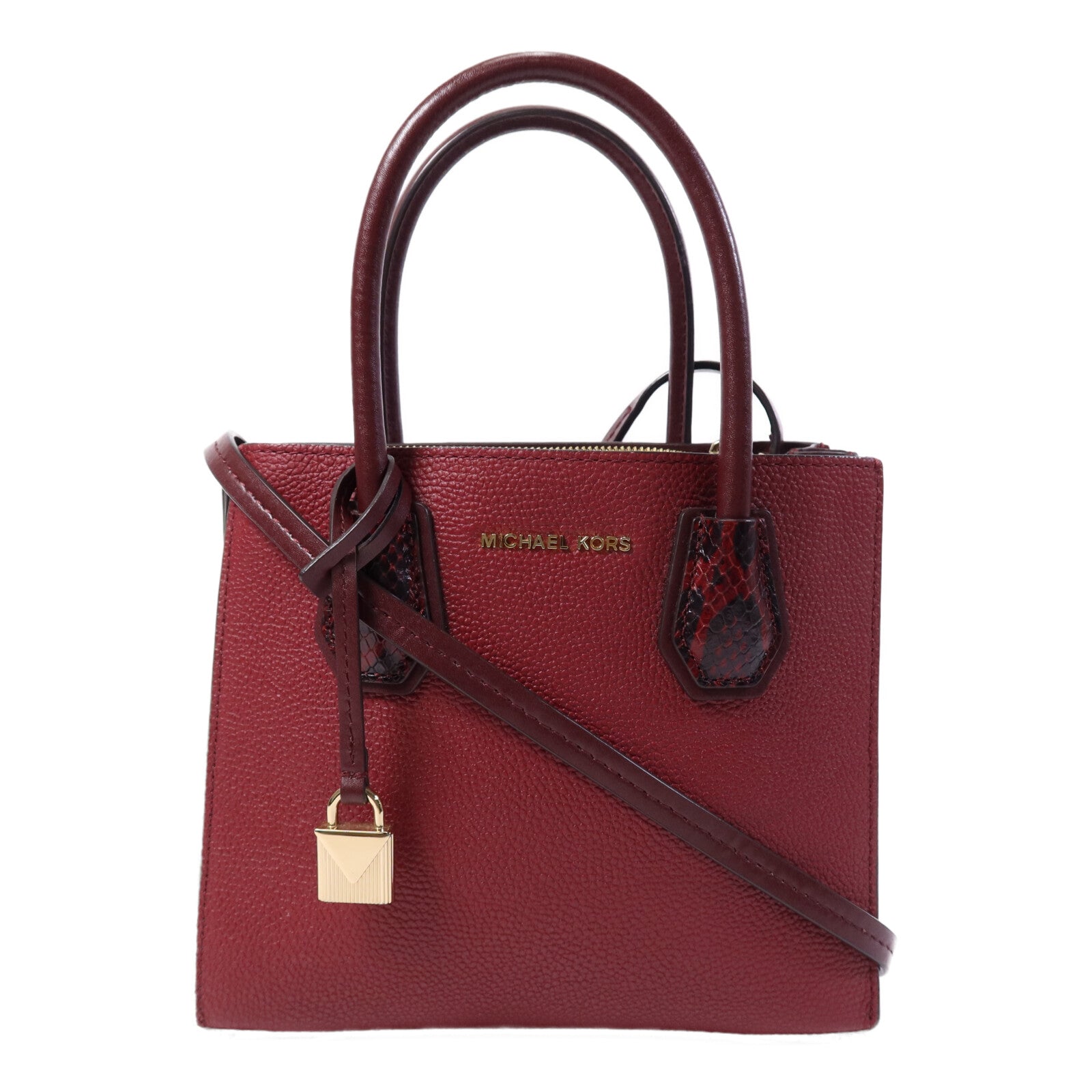 Michael Kors 牛皮皮革Mercer Accordion金扣手挽肩背兩用袋