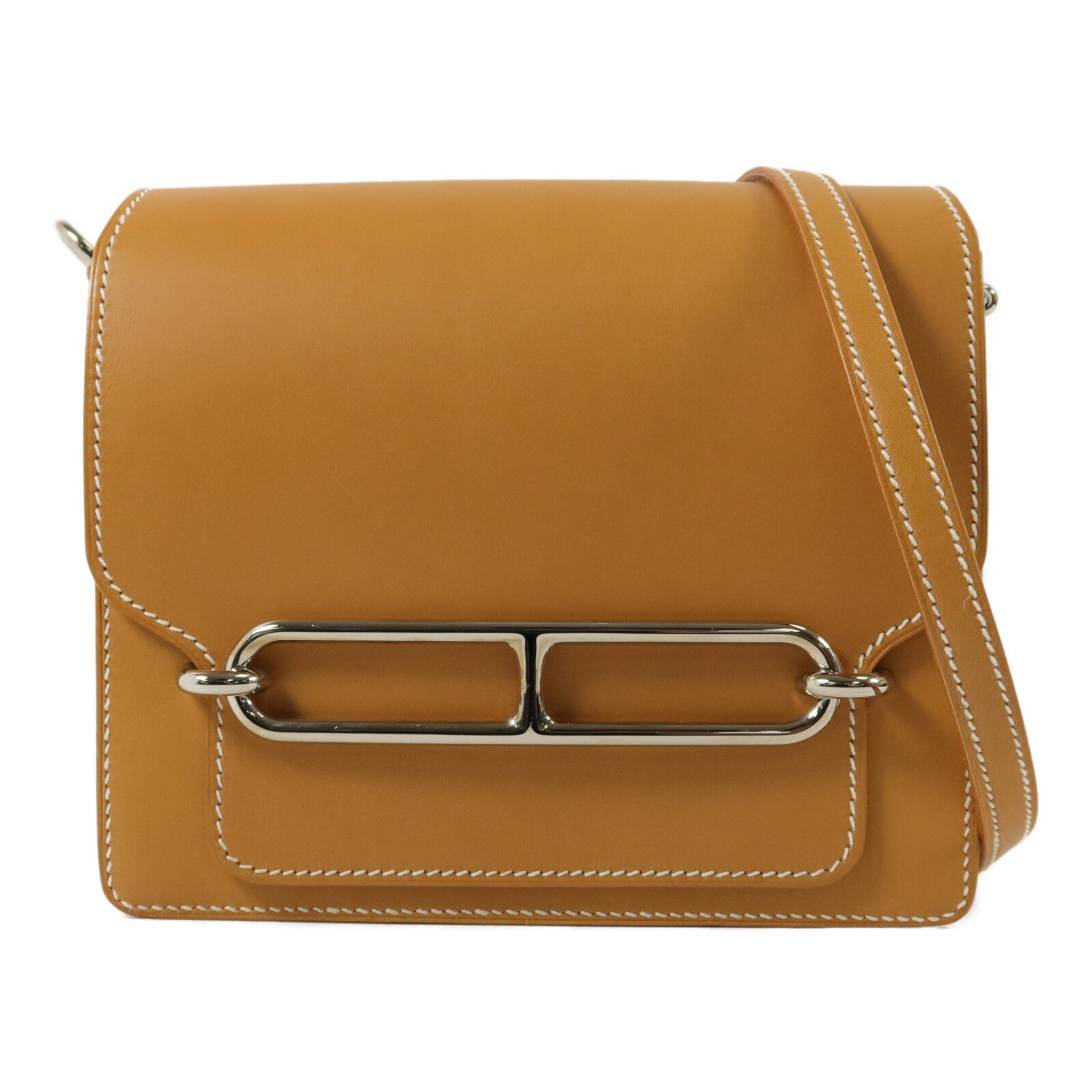 HERMES Barenia皮革Roulis Mini肩背袋Fauve