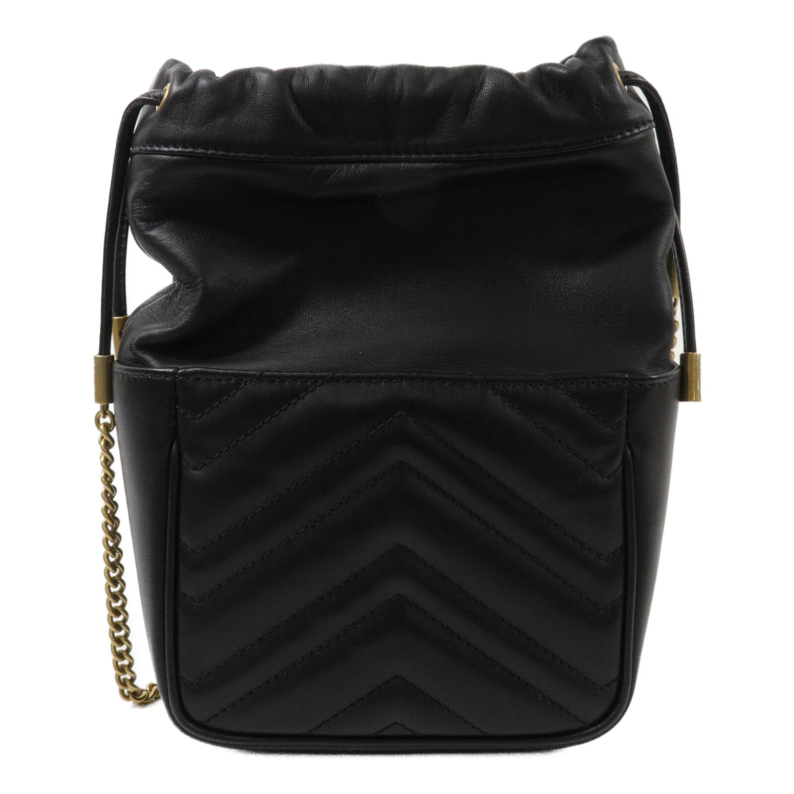 GUCCI 牛皮皮革GG Marmont Mini Bucket鏈帶肩背袋