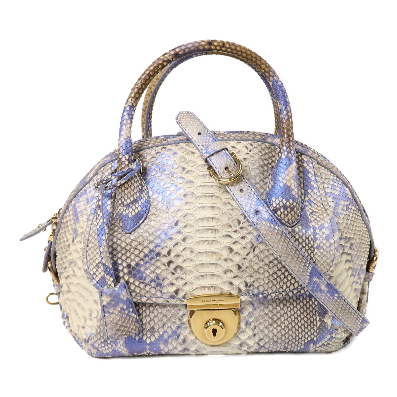 Salvatore Ferragamo 蛇皮皮革Fiamma手挽肩背兩用袋