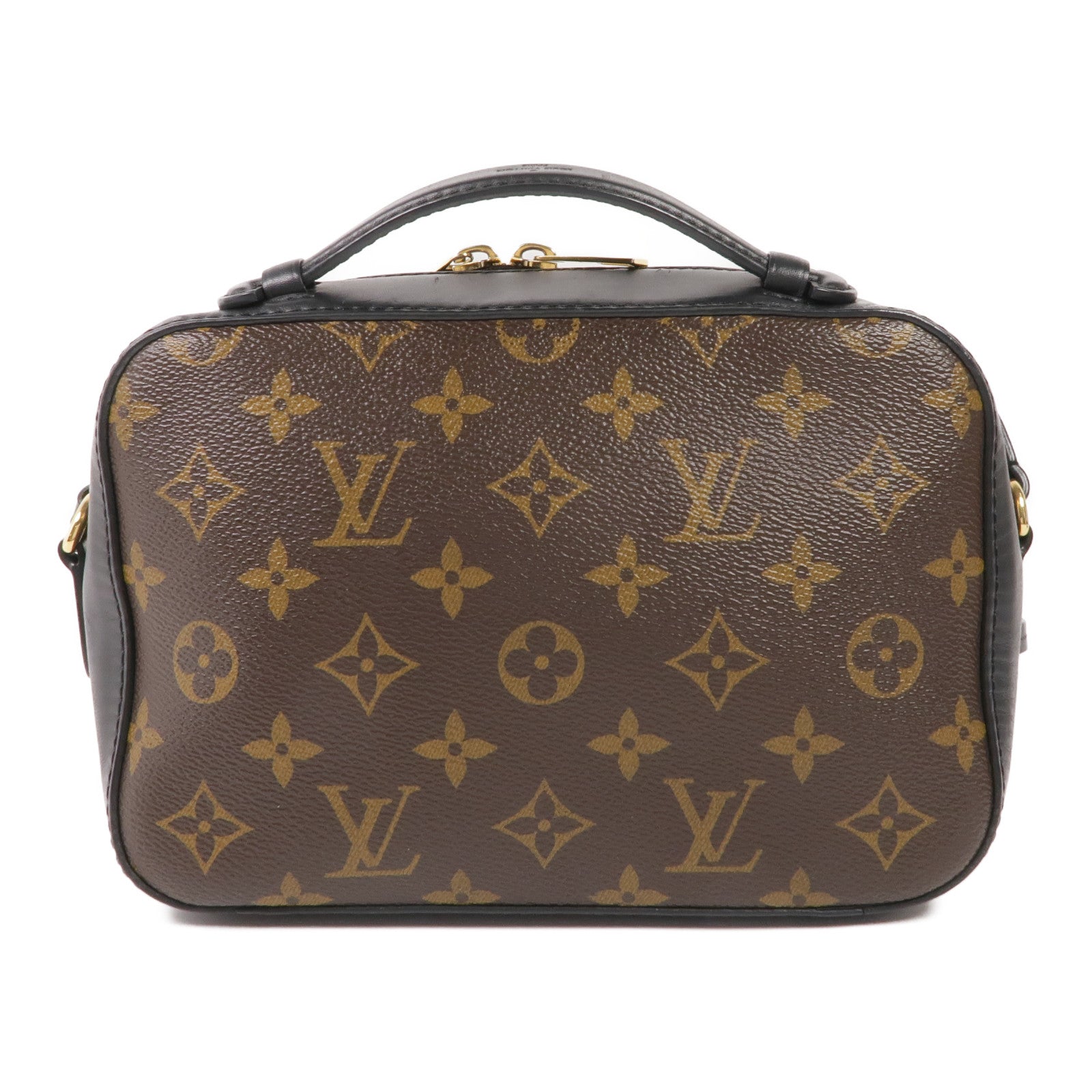 LOUIS VUITTON Monogram/牛皮皮革Saintonge金扣手挽袋棕色