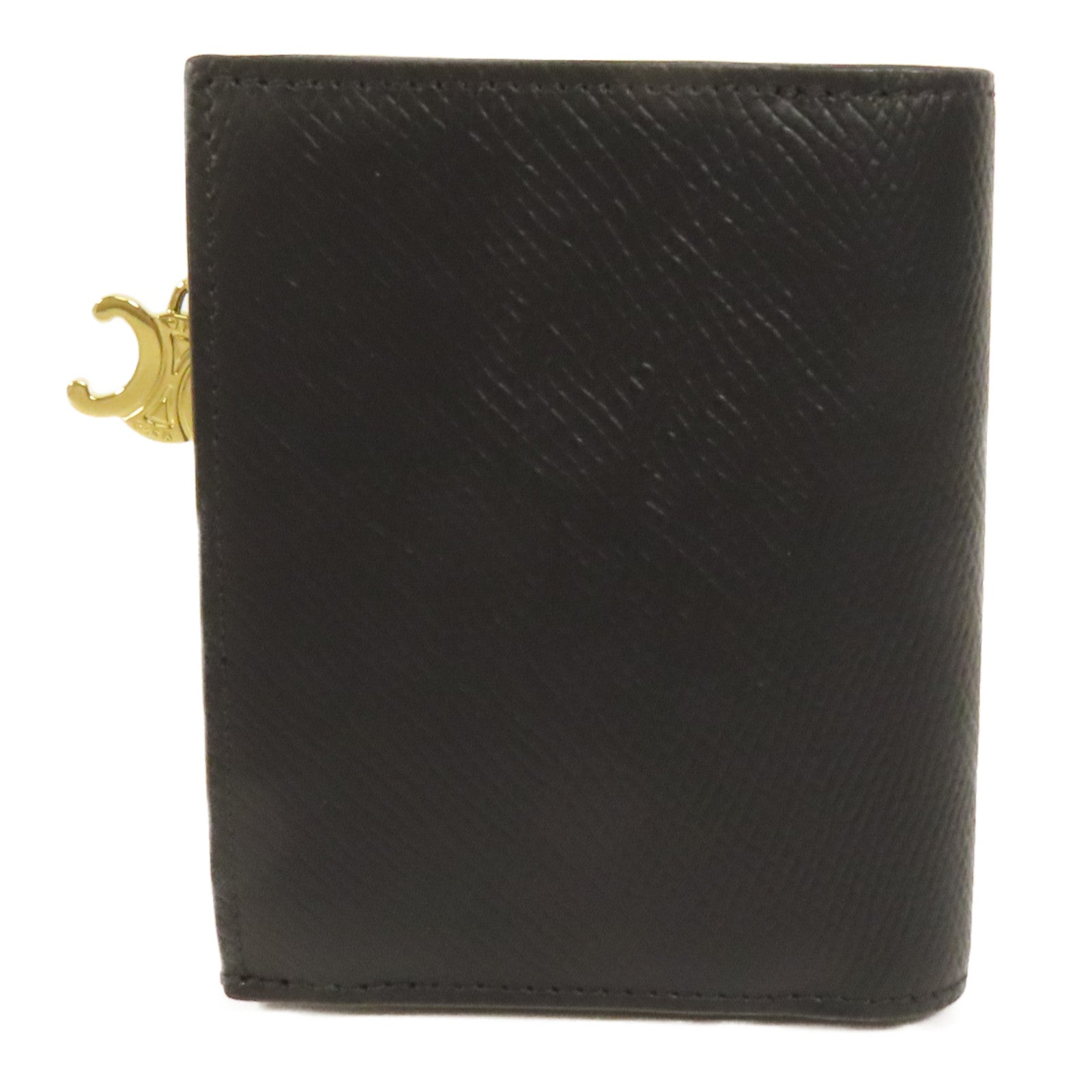 CELINE 牛皮皮革Triomphe Compact Wallet金扣錢包