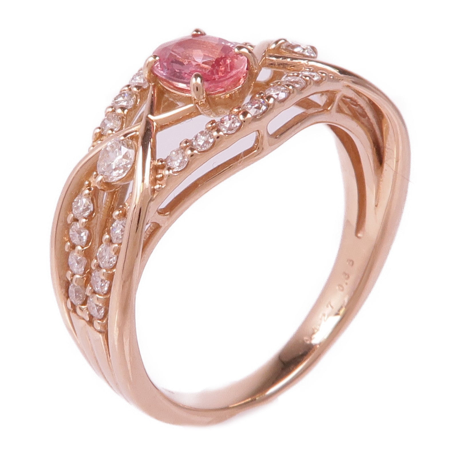 JEWELRY 18K玫瑰金Padparadscha Diamond Ring帕帕拉恰/鑽石戒指US#6.25