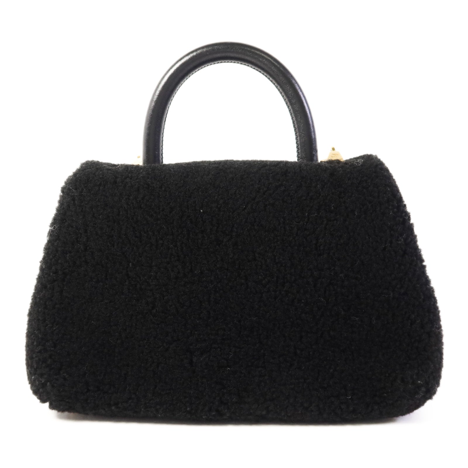CHANEL Shearling Coco Handle金扣手挽肩背兩用袋
