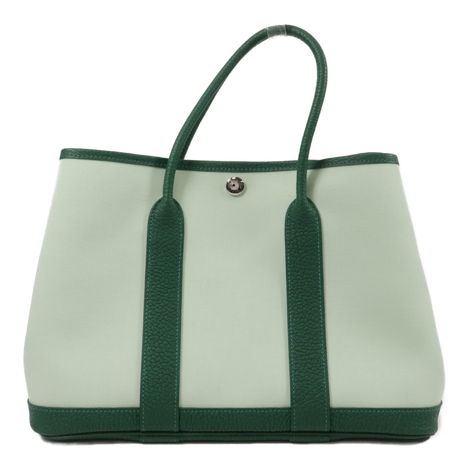 HERMES 帆布/Negonda皮革Garden Party TPM手挽袋Vert Peppermint/Moyen