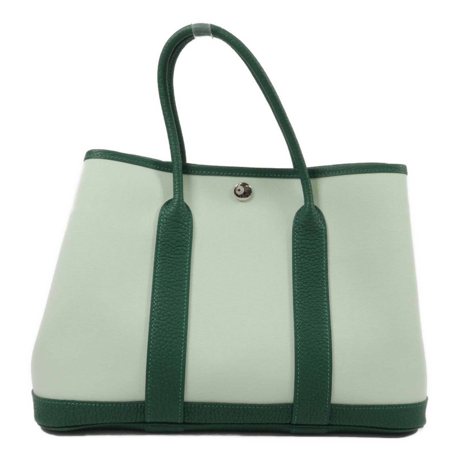 HERMES 帆布/Negonda皮革Garden Party TPM手挽袋Vert Peppermint/Moyen