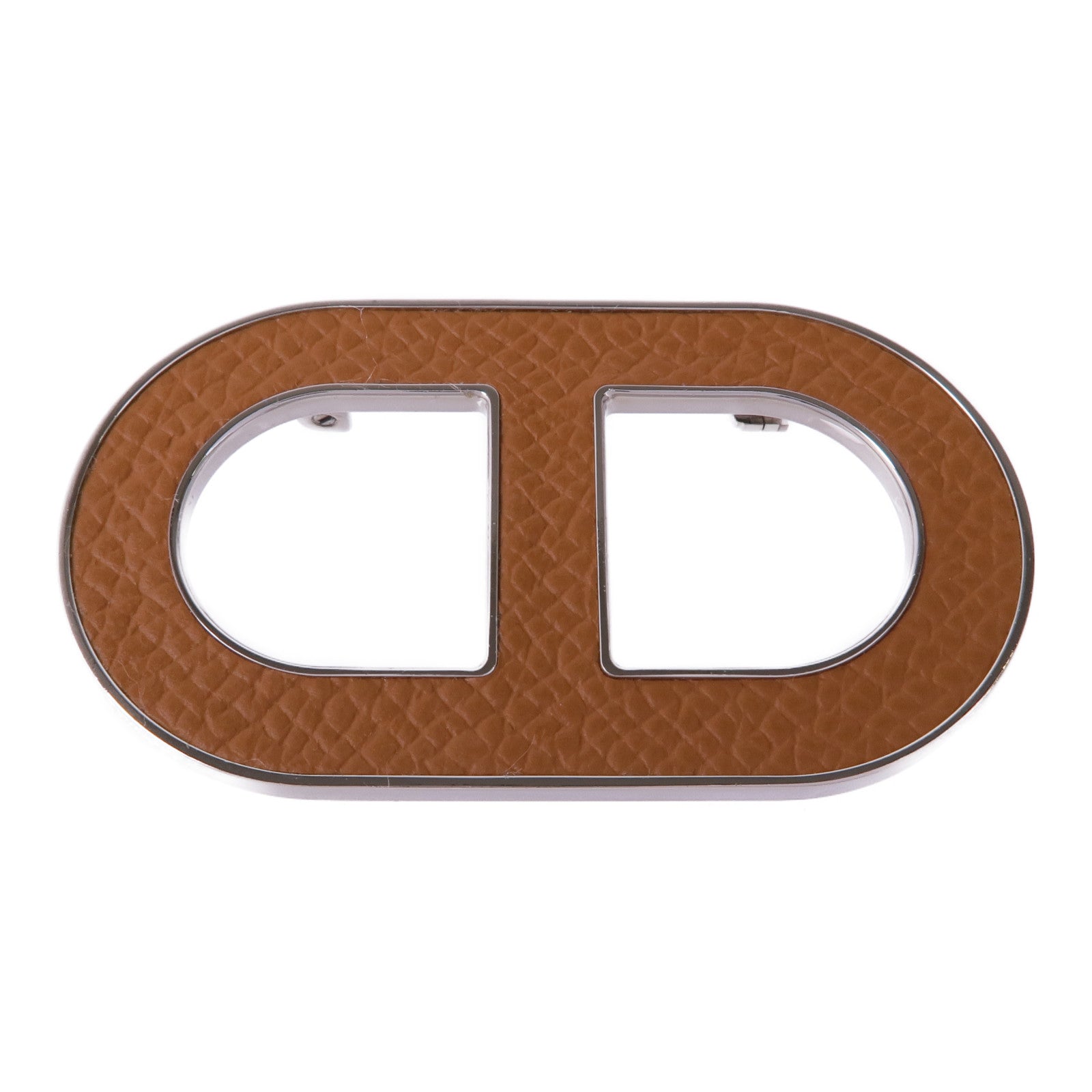 HERMES Epsom皮革/金屬Chaine d'Ancre Brooch胸針Gold