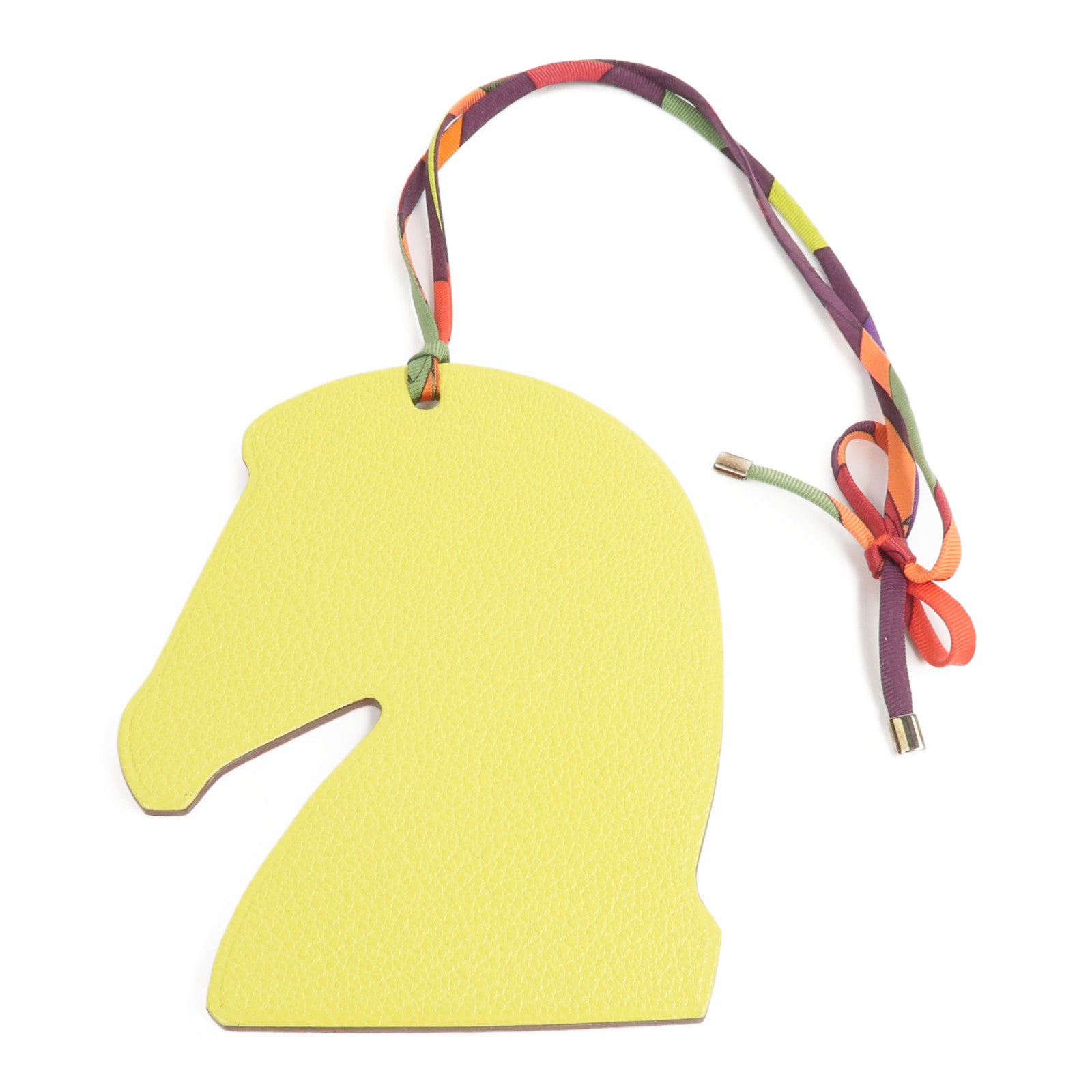 HERMES Chevre/Swift皮革Samarkand掛飾Jaune Poussin/Orange