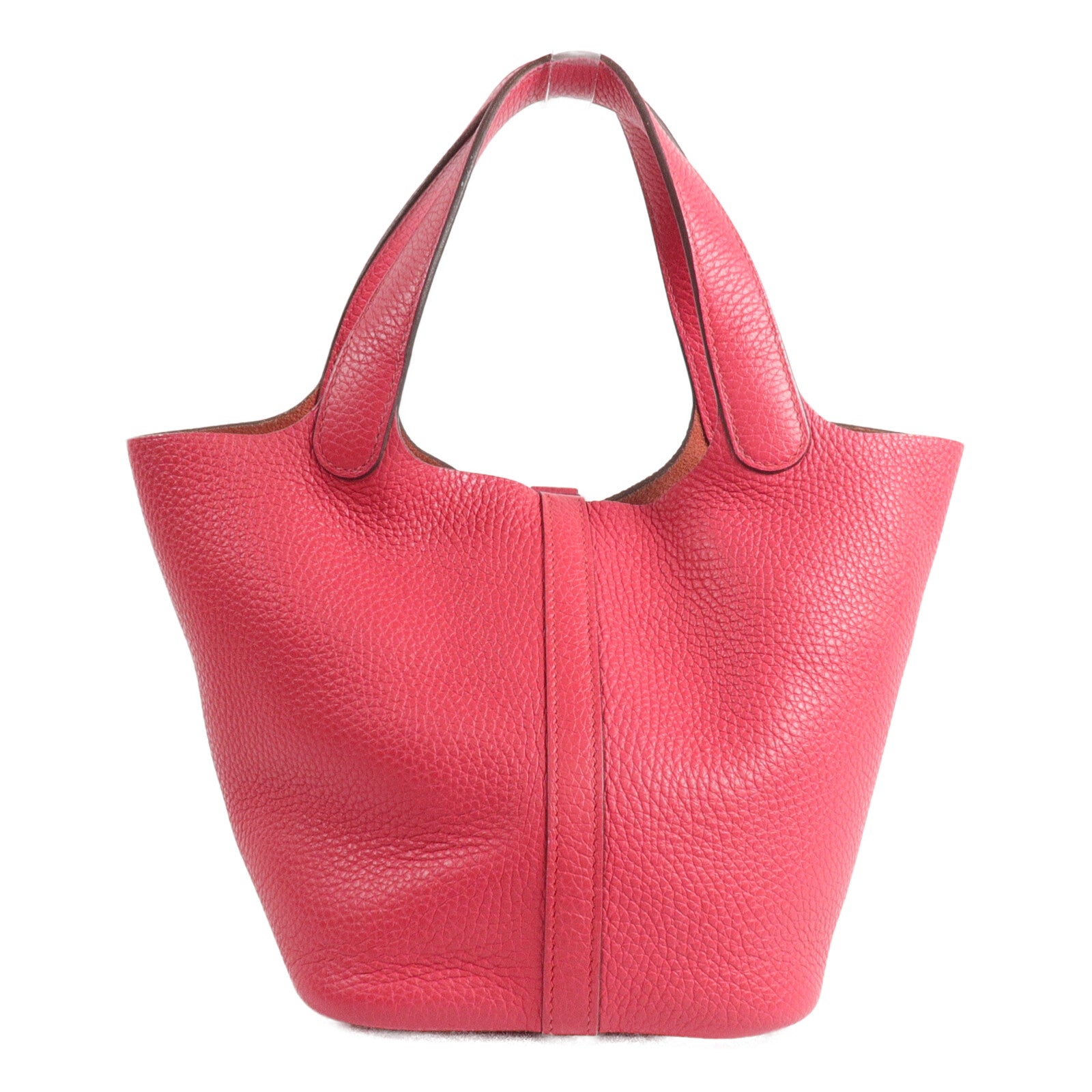 HERMES Clemence皮革Picotin PM手挽袋Rose Extreme