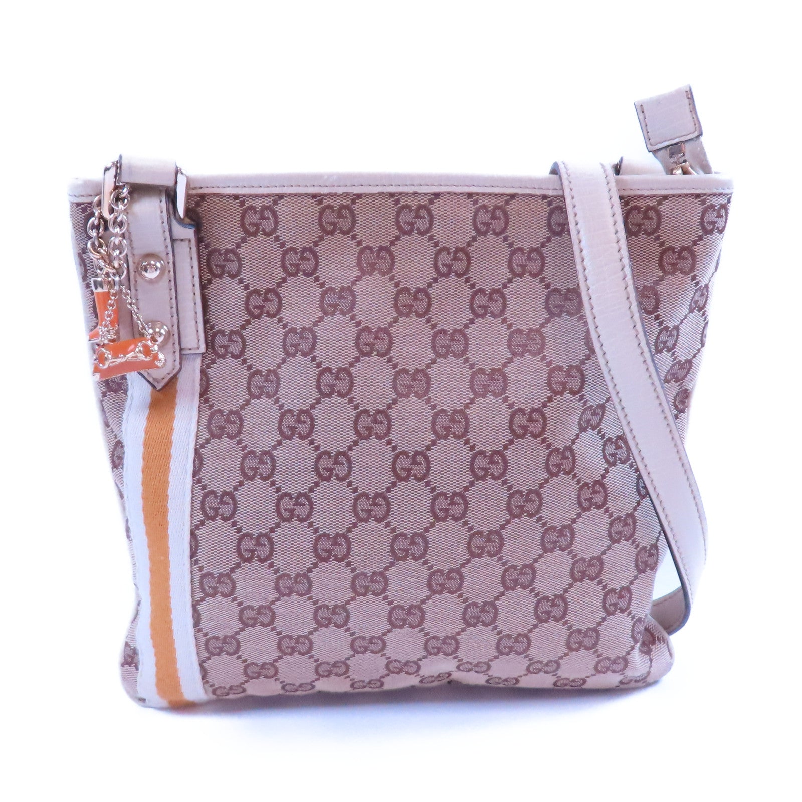 GUCCI 帆布Shoulder Bag金扣肩背袋米色
