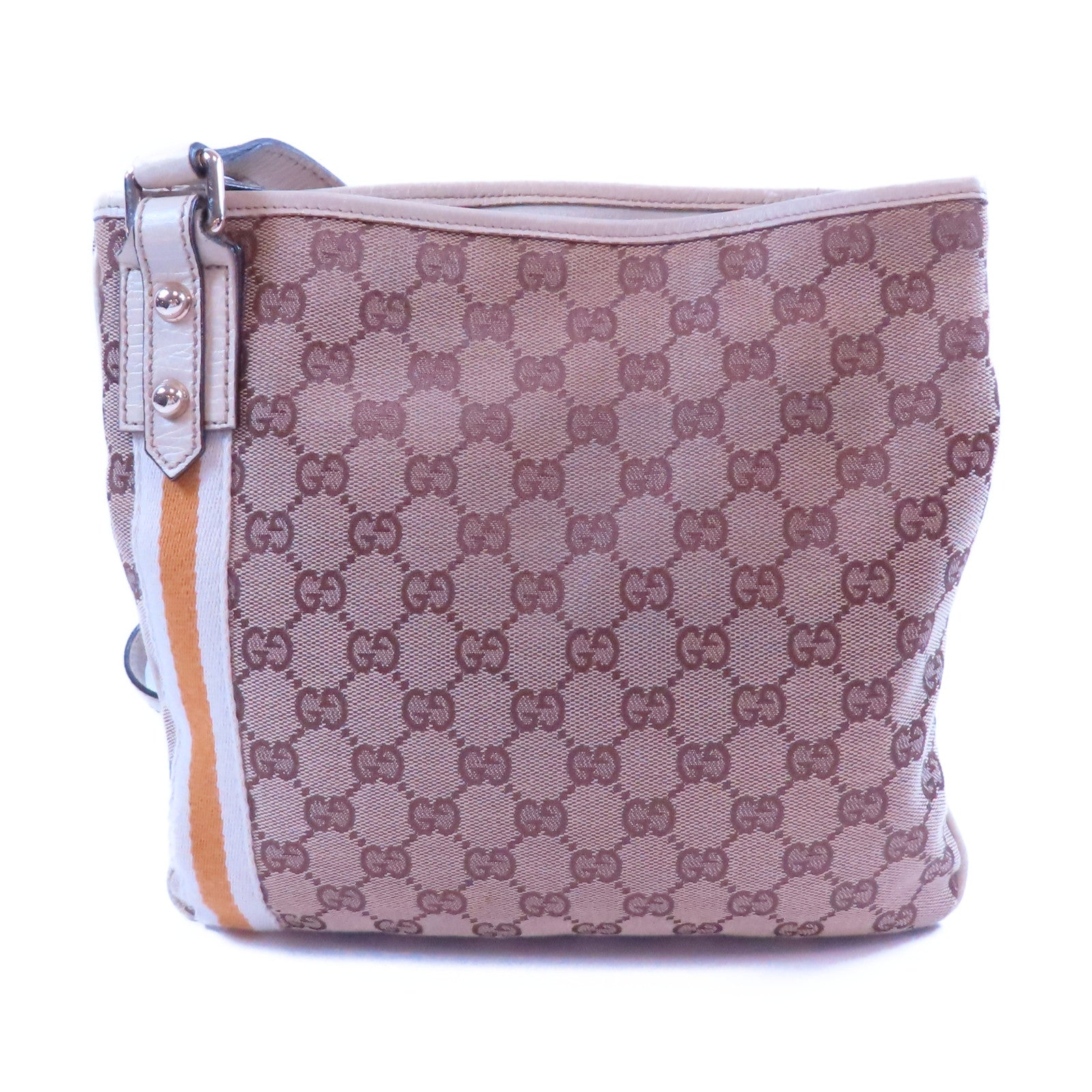 GUCCI 帆布Shoulder Bag金扣肩背袋米色